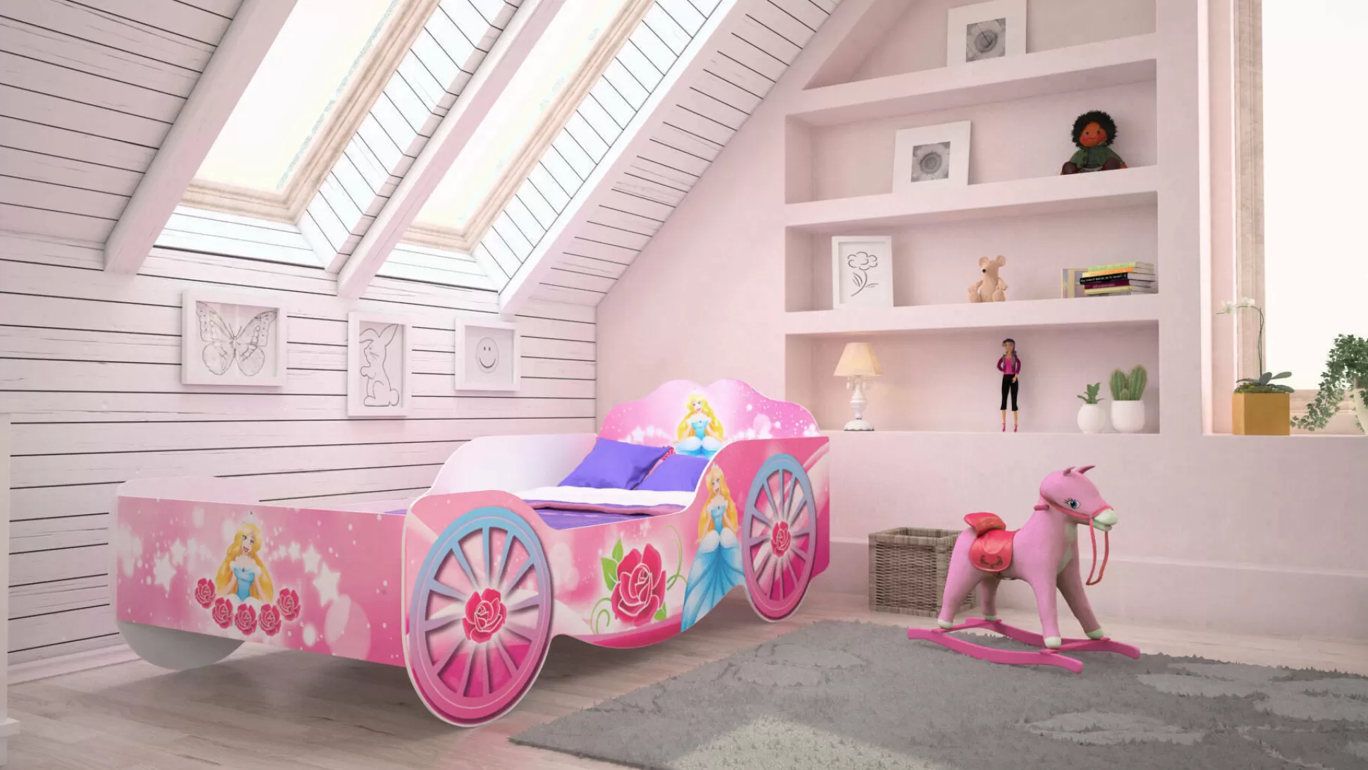 Dmora Letti Singoli<Letto per bambini Malva, 84x165 h49 cm,