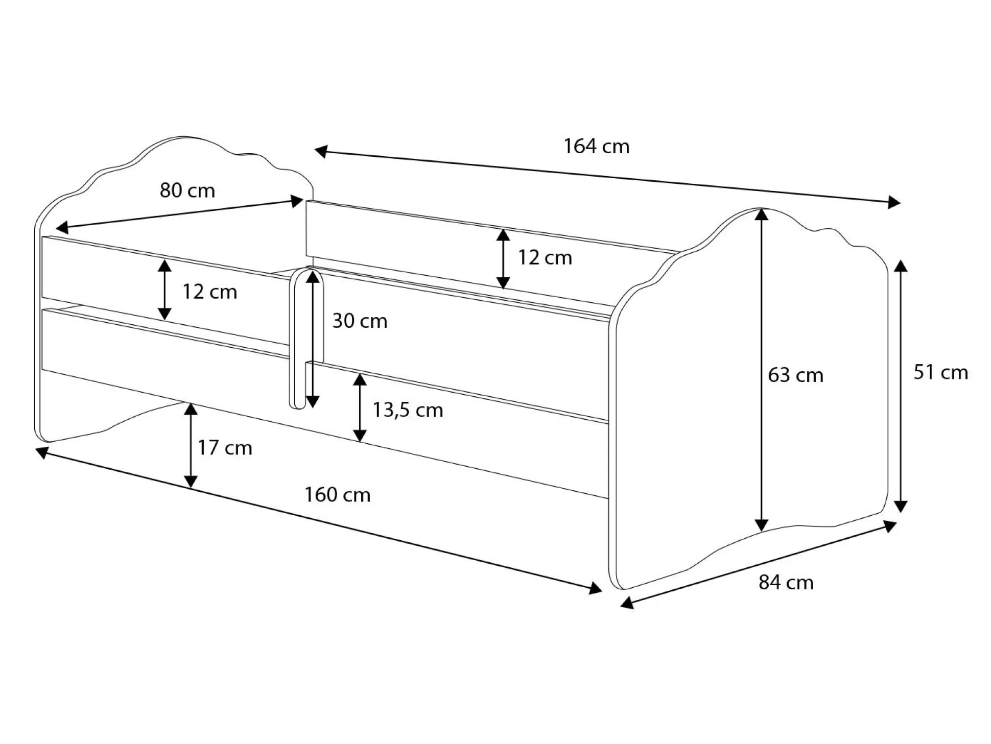 Dmora Letti Singoli<Letto per bambini Rene, 85x164 h63 cm, con fatina