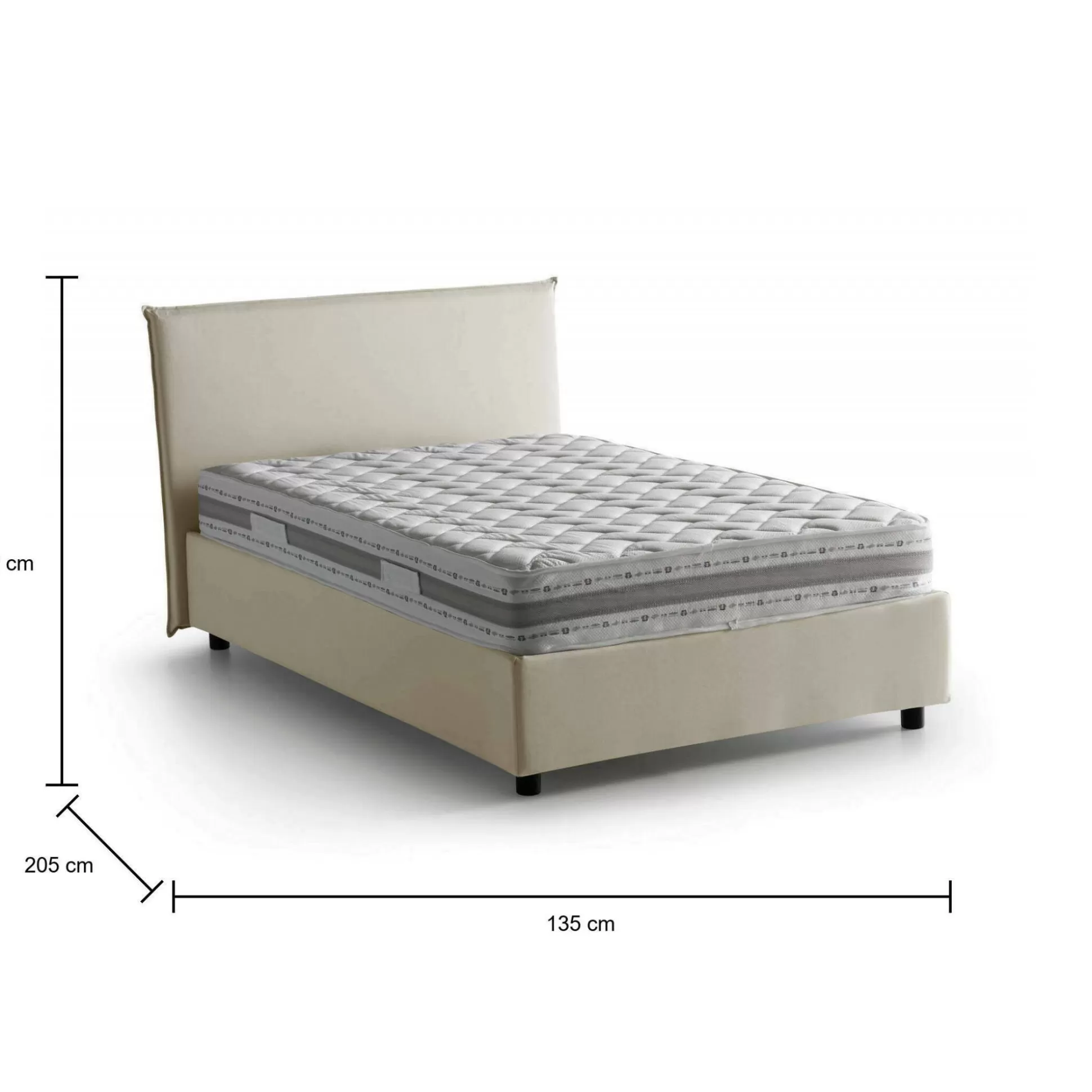 Dmora Letti Piazza E Mezza<Letto piazza e mezza Alush, con materasso Cm 120x190 incluso,