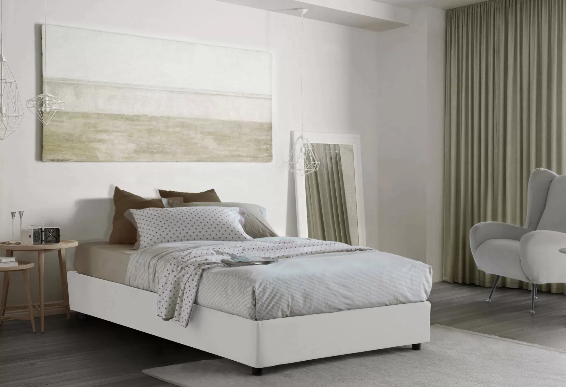 Dmora Letti Piazza E Mezza<Letto piazza e mezza Ariba, adatto per materasso Cm 120x190,