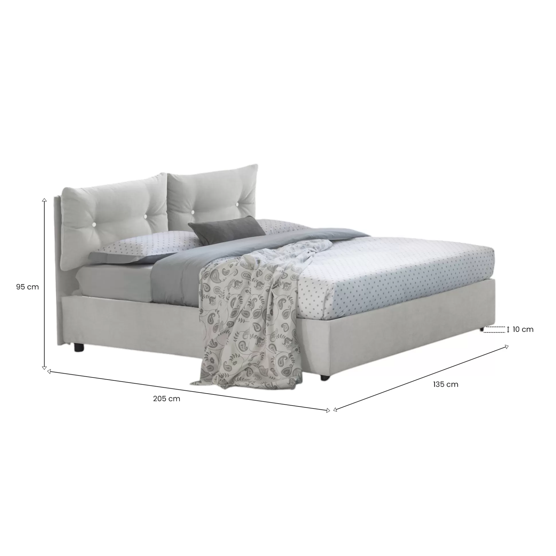 Dmora Letti Piazza E Mezza<Letto piazza e mezza Arieta, con materasso Cm 120x190 incluso,