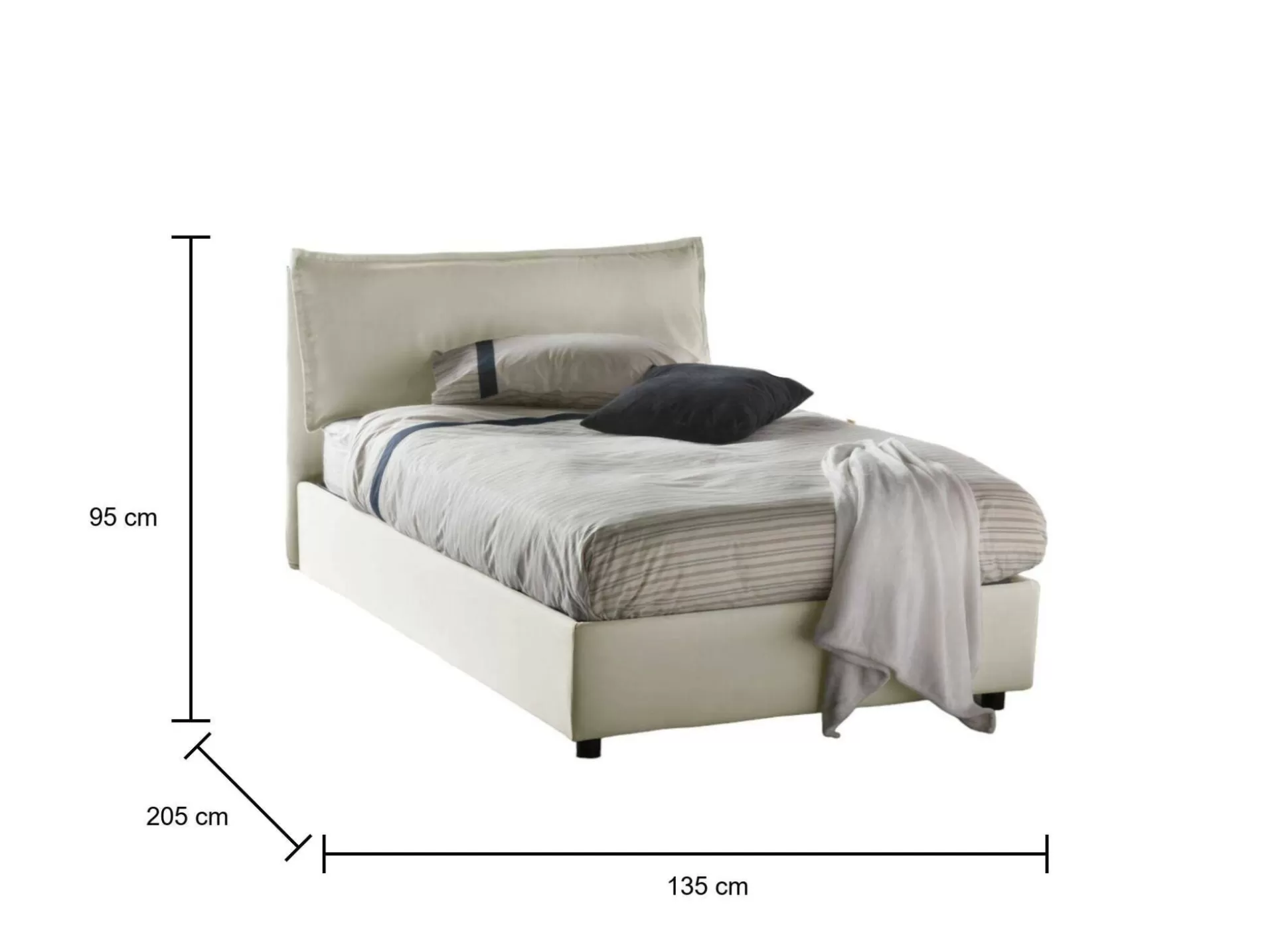 Dmora Letti Piazza E Mezza<Letto piazza e mezza Asso, adatto per materasso Cm 120x190,