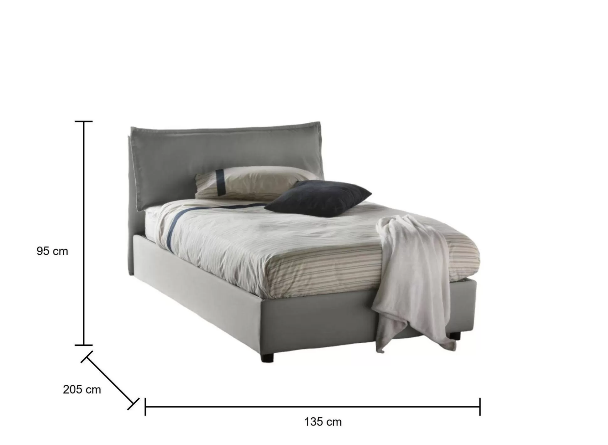 Dmora Letti Piazza E Mezza<Letto piazza e mezza Asso, adatto per materasso Cm 120x190,