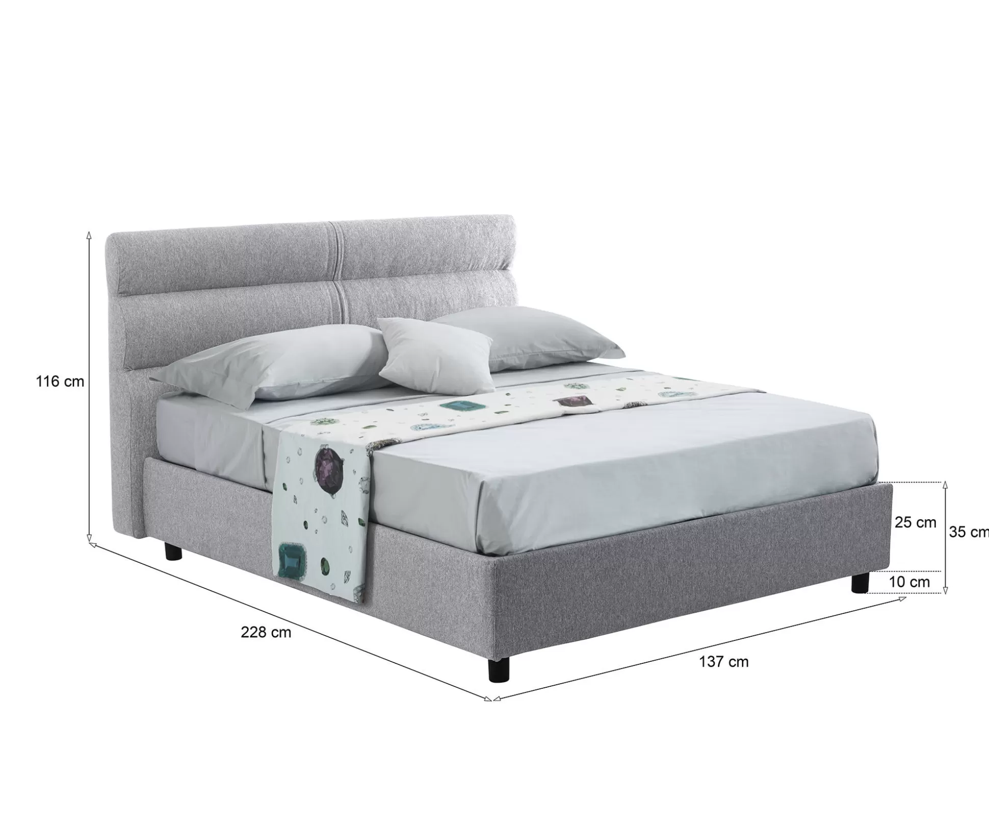 Dmora Letti Piazza E Mezza<Letto piazza e mezza Briona, Adatto a materasso Cm 120x200,