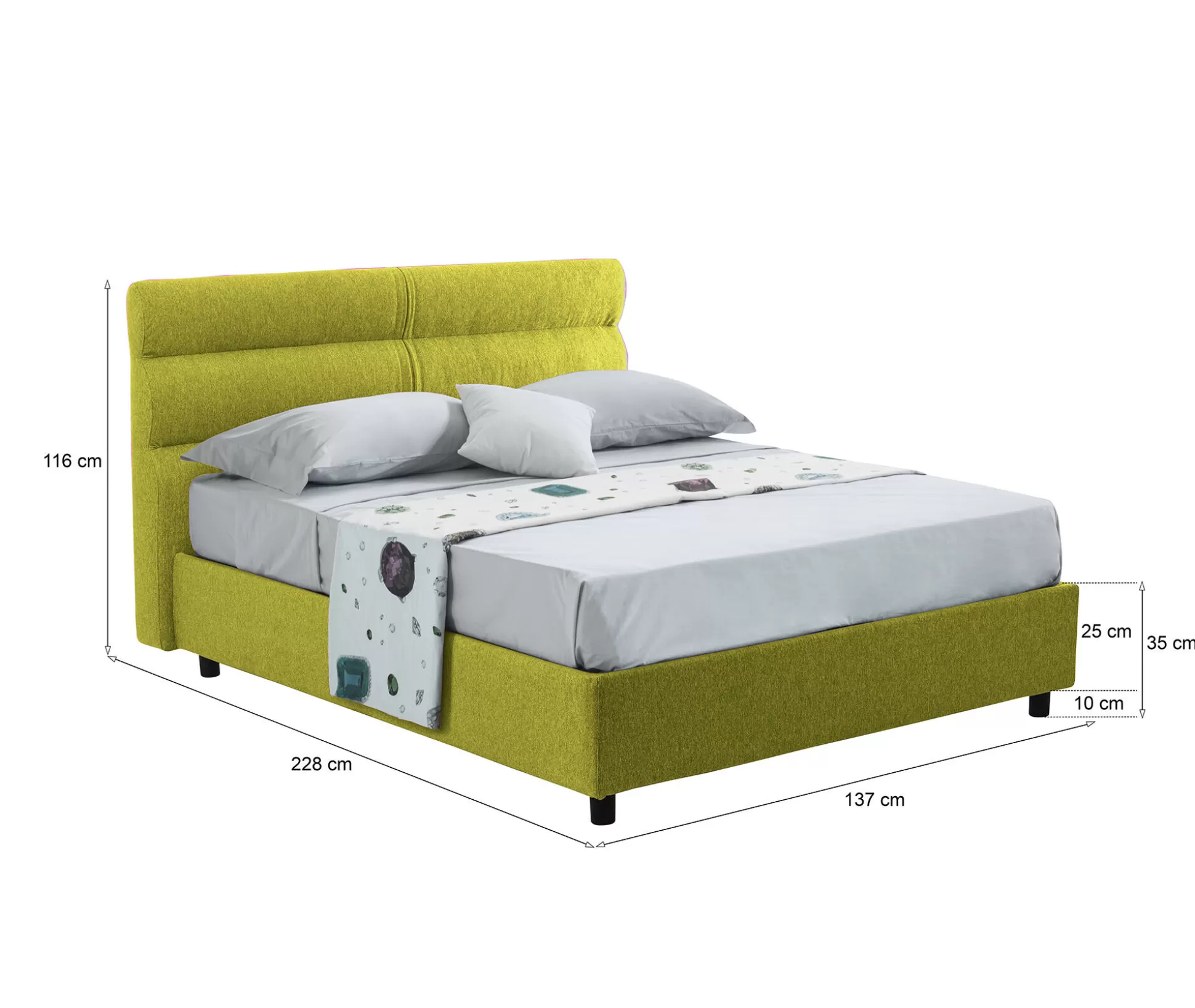 Dmora Letti Piazza E Mezza<Letto piazza e mezza Briona, Adatto a materasso Cm 120x200,
