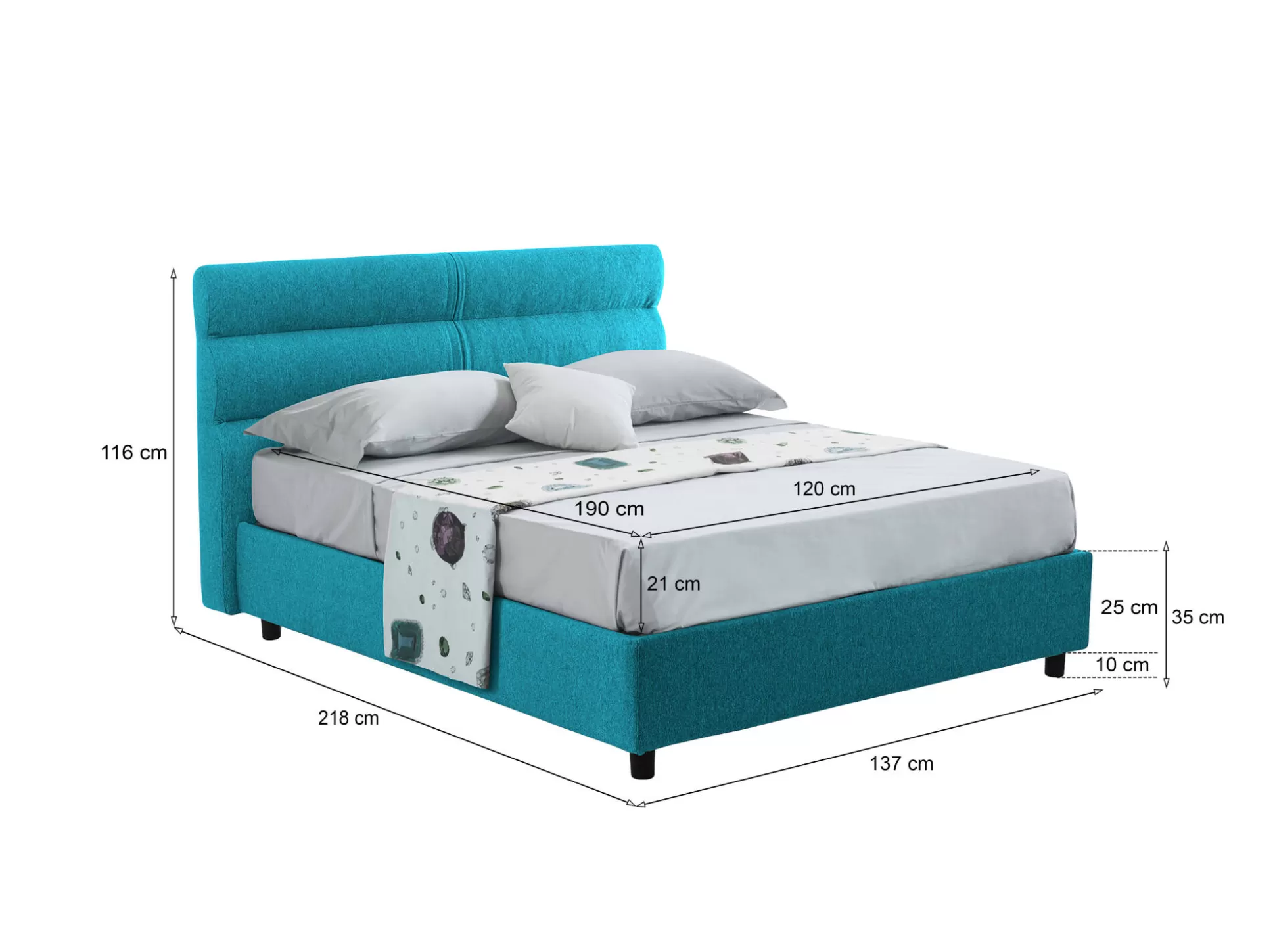 Dmora Letti Piazza E Mezza<Letto piazza e mezza Briosco, Con materasso Cm 120x190 incluso,
