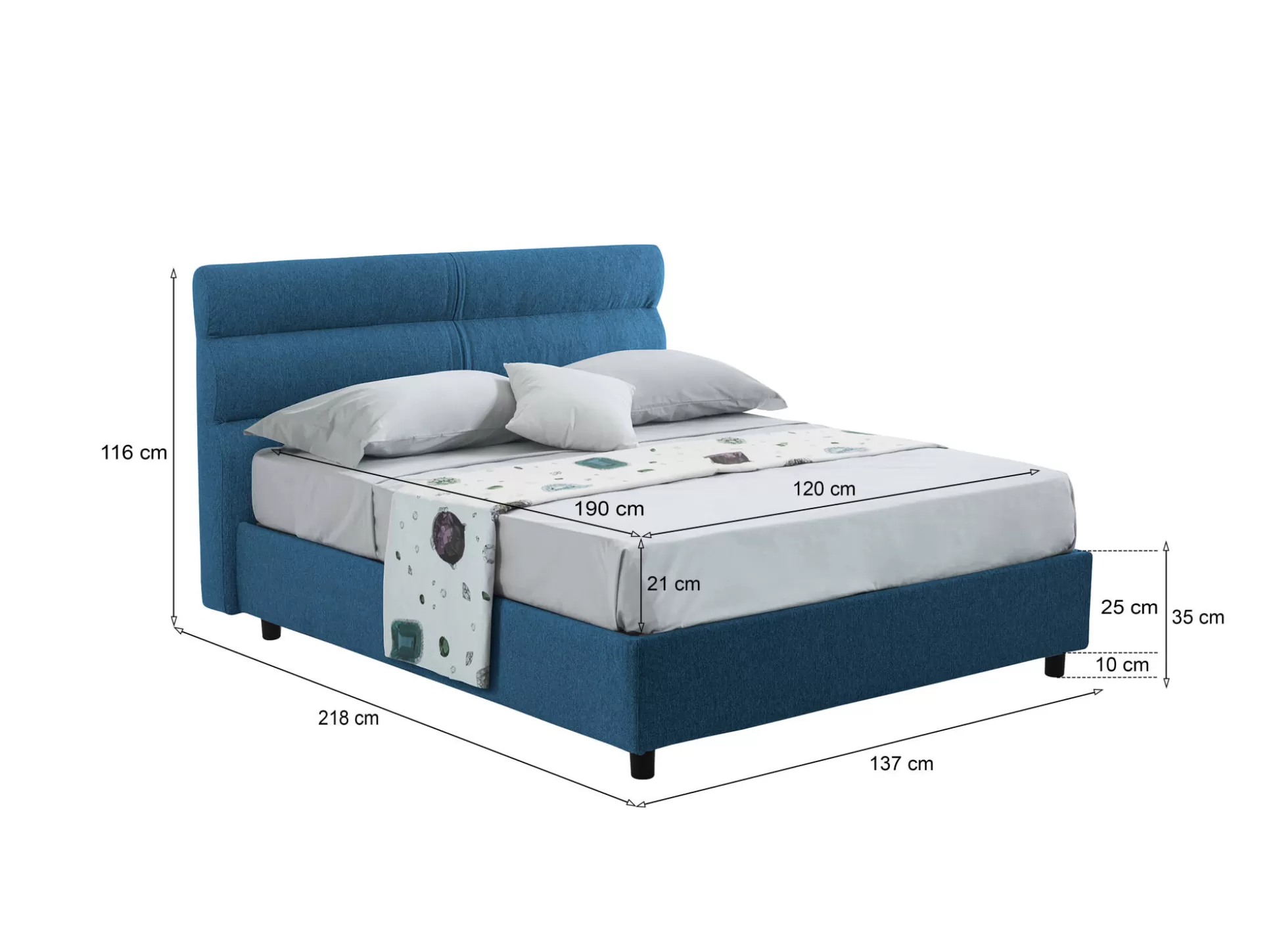 Dmora Letti Piazza E Mezza<Letto piazza e mezza Briosco, Con materasso Cm 120x190 incluso,