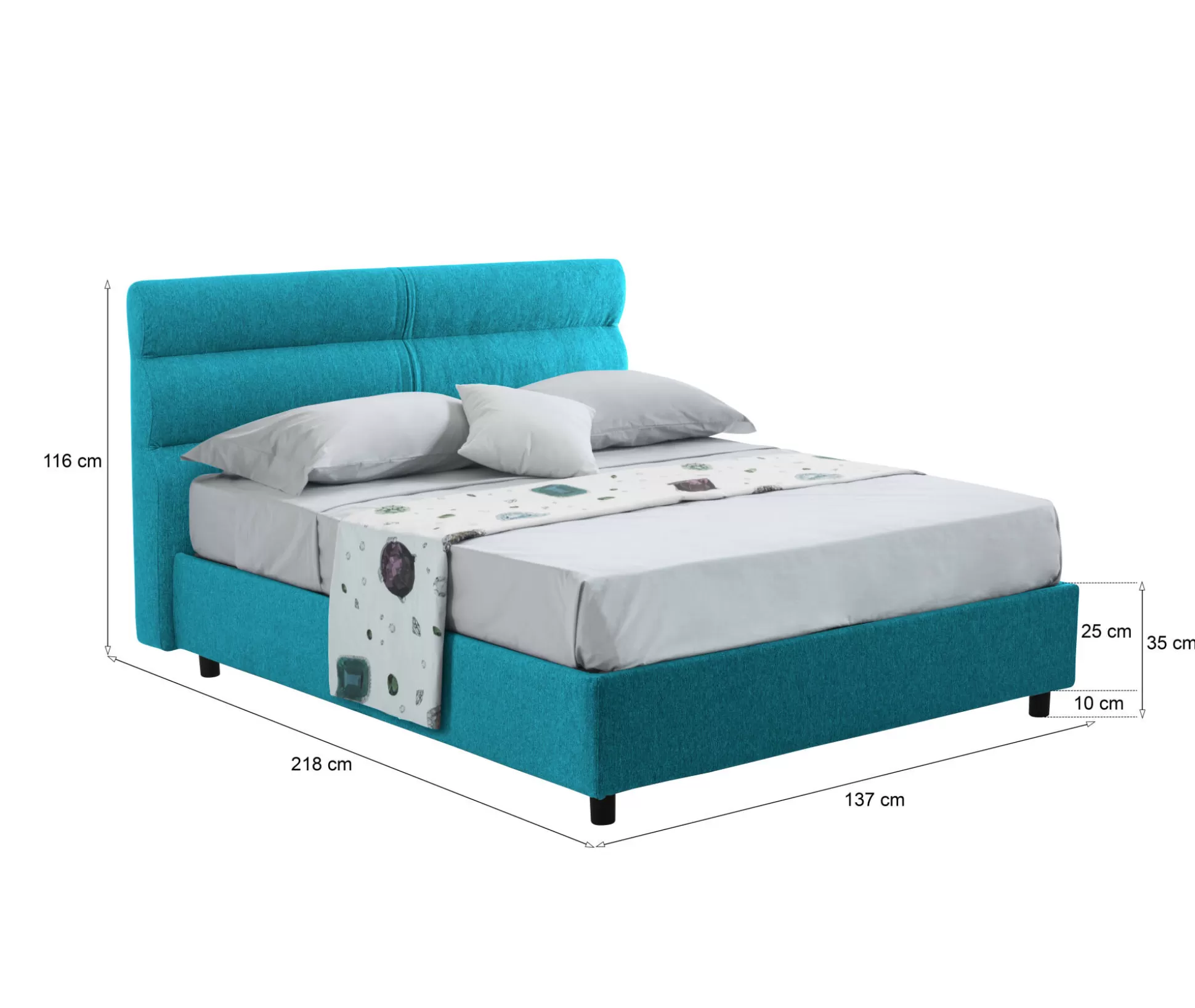 Dmora Letti Piazza E Mezza<Letto piazza e mezza Brivio, Adatto a materasso Cm 120x190,