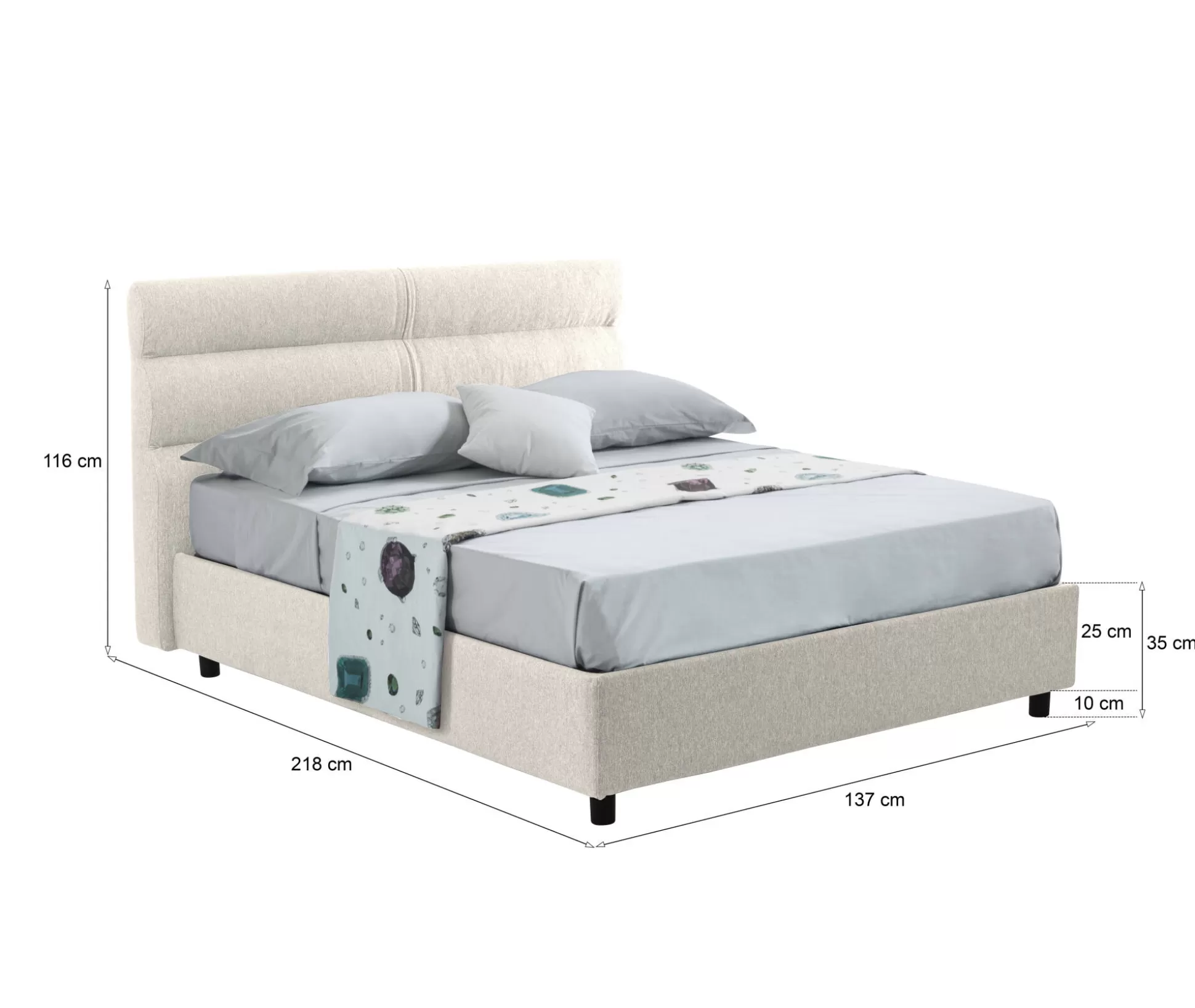 Dmora Letti Piazza E Mezza<Letto piazza e mezza Brivio, Adatto a materasso Cm 120x190,
