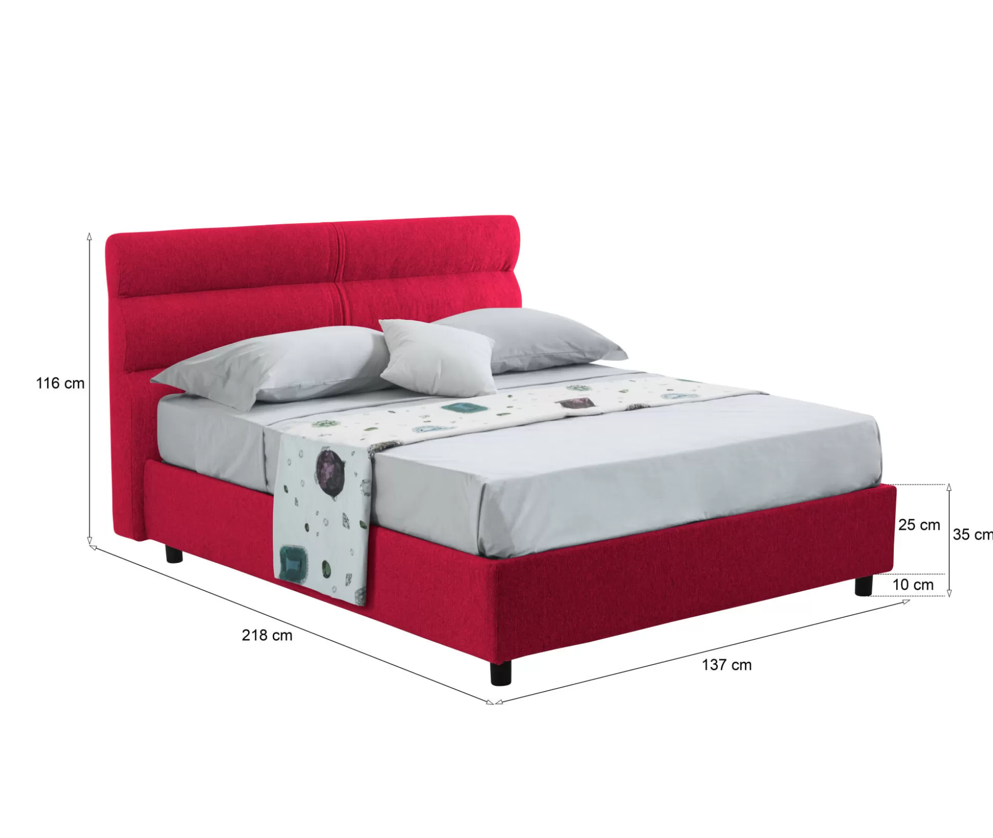 Dmora Letti Piazza E Mezza<Letto piazza e mezza Brivio, Adatto a materasso Cm 120x190,