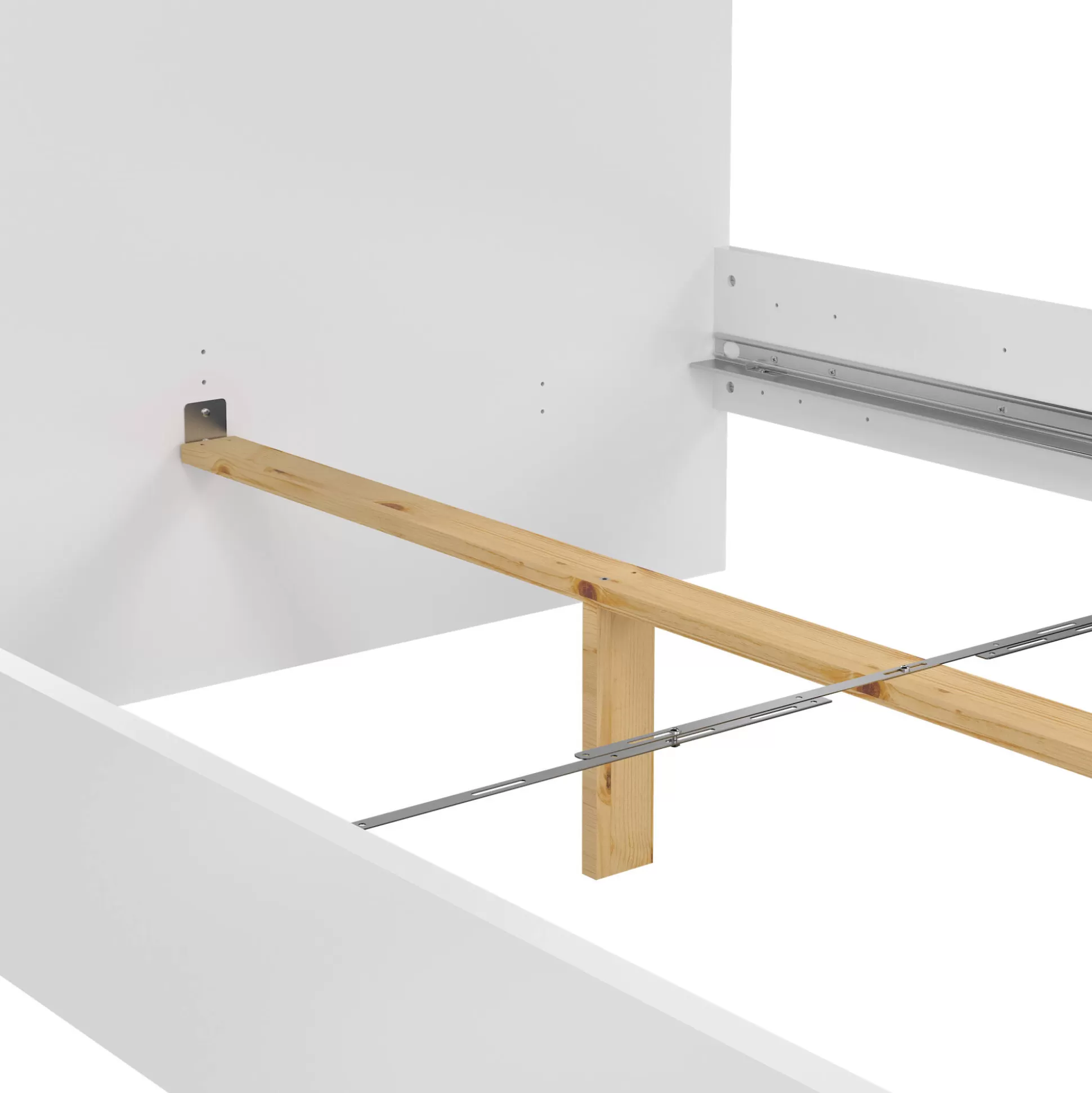 Dmora Letti Piazza E Mezza<Letto piazza e mezza Elodie, Sommier per camera da letto, Giroletto per stanza, Struttura porta materasso, 146x207 h80 cm, Bianco