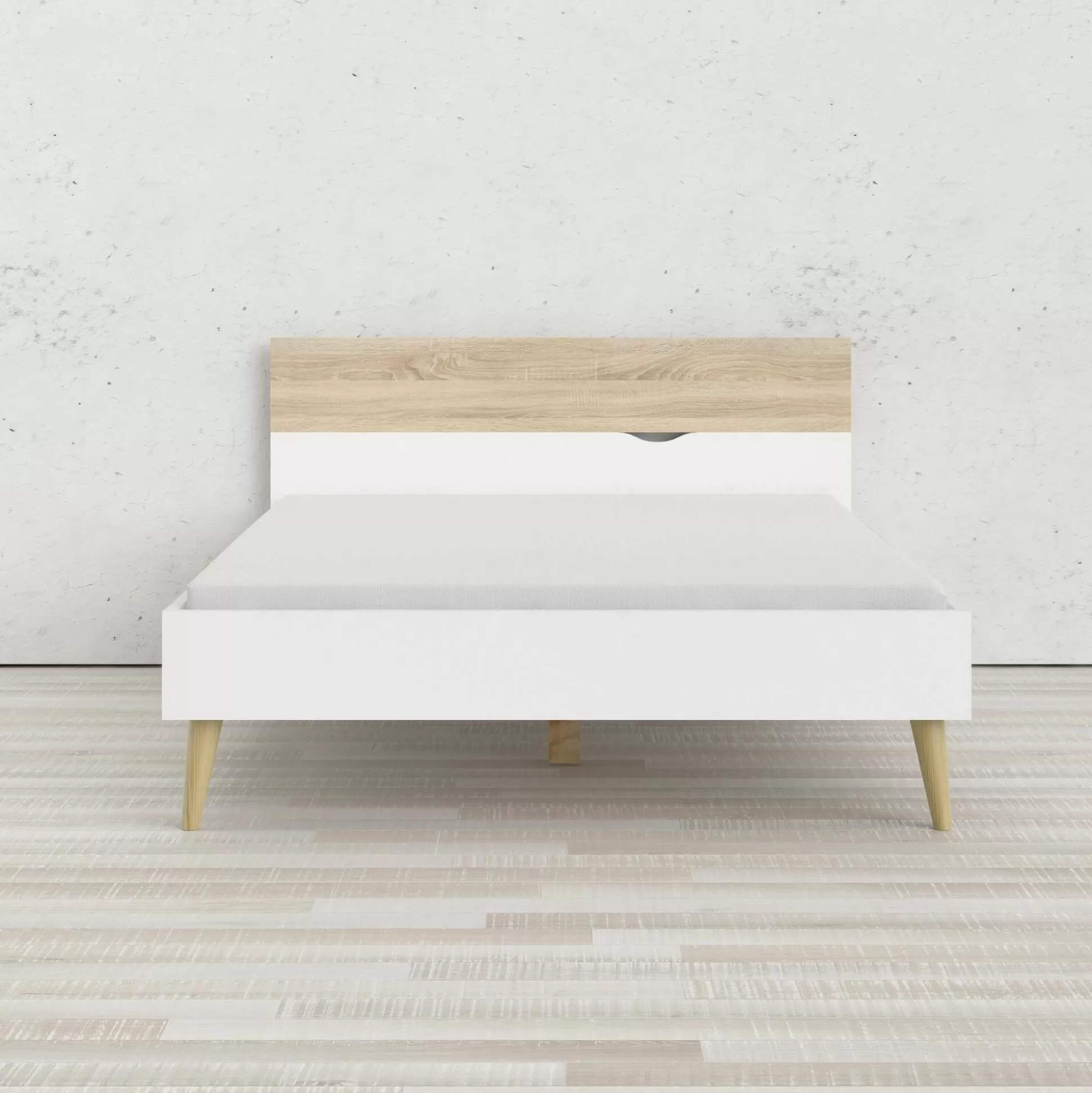 Dmora Letti Piazza E Mezza<Letto piazza e mezza Kirk, 146x197 h84 cm, Bianco e Quercia