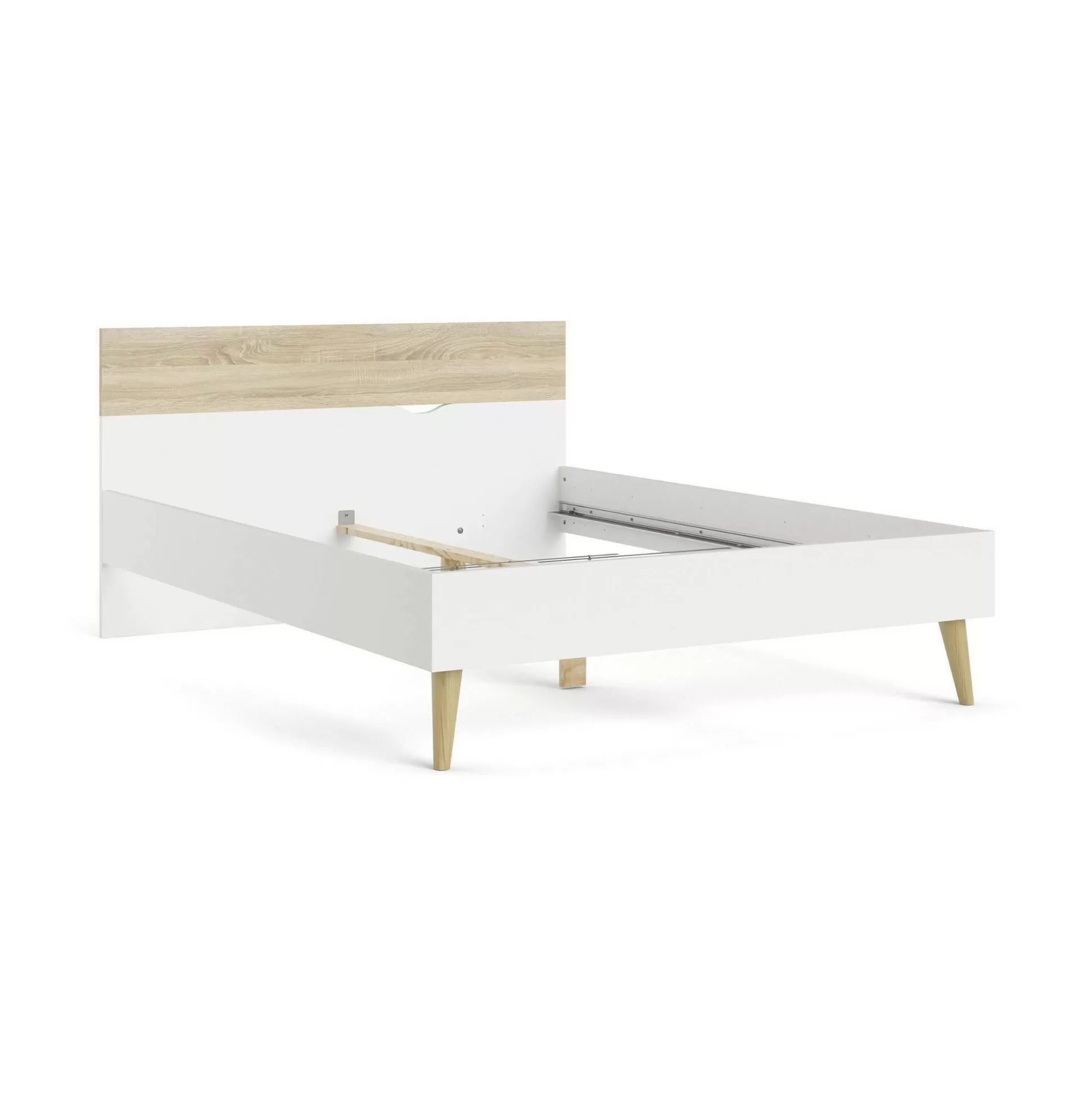 Dmora Letti Piazza E Mezza<Letto piazza e mezza Kirk, 146x197 h84 cm, Bianco e Quercia