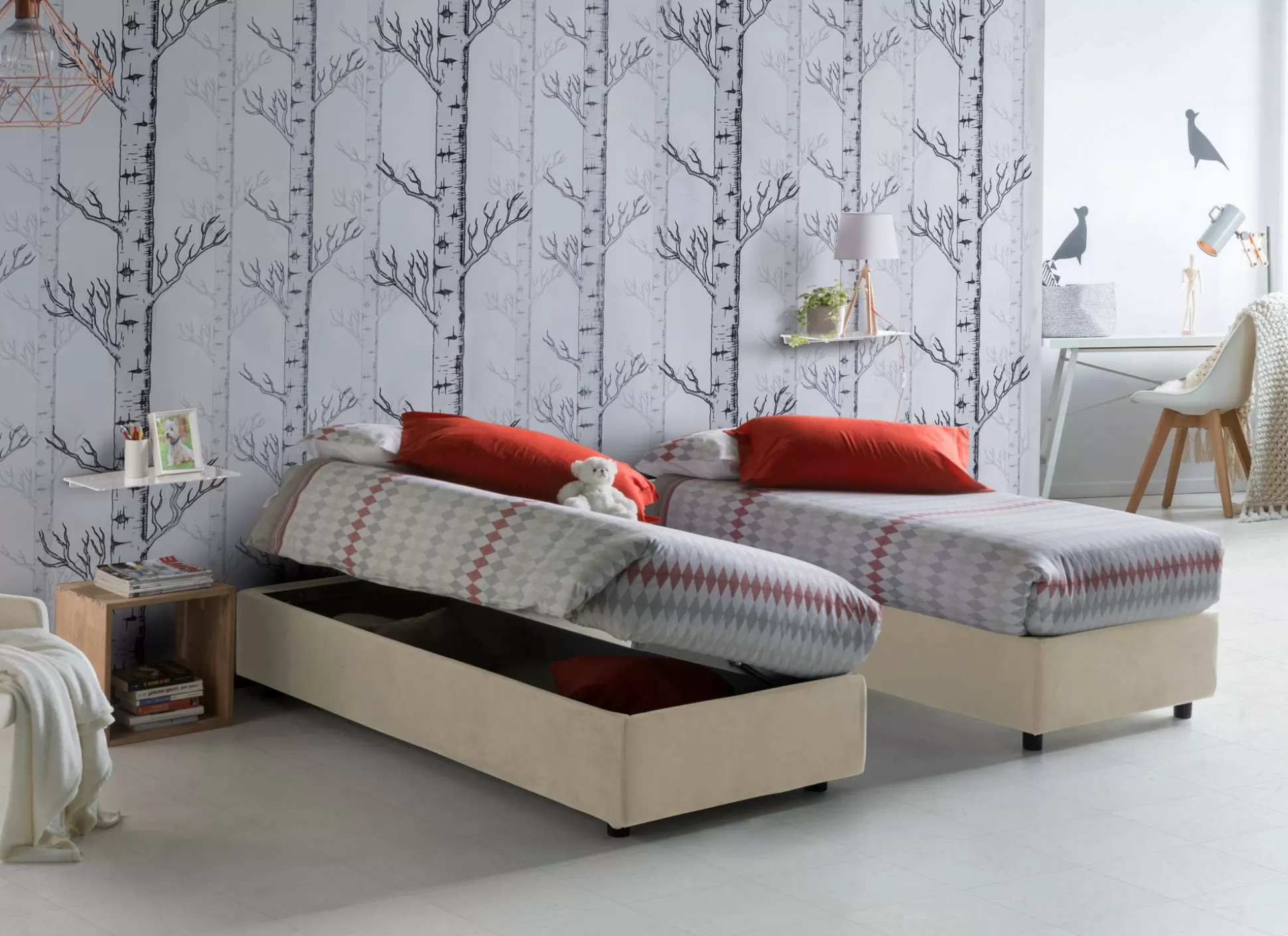 Dmora Letti Singoli<Letto singolo Abbi, con materasso Cm 80x190 incluso,