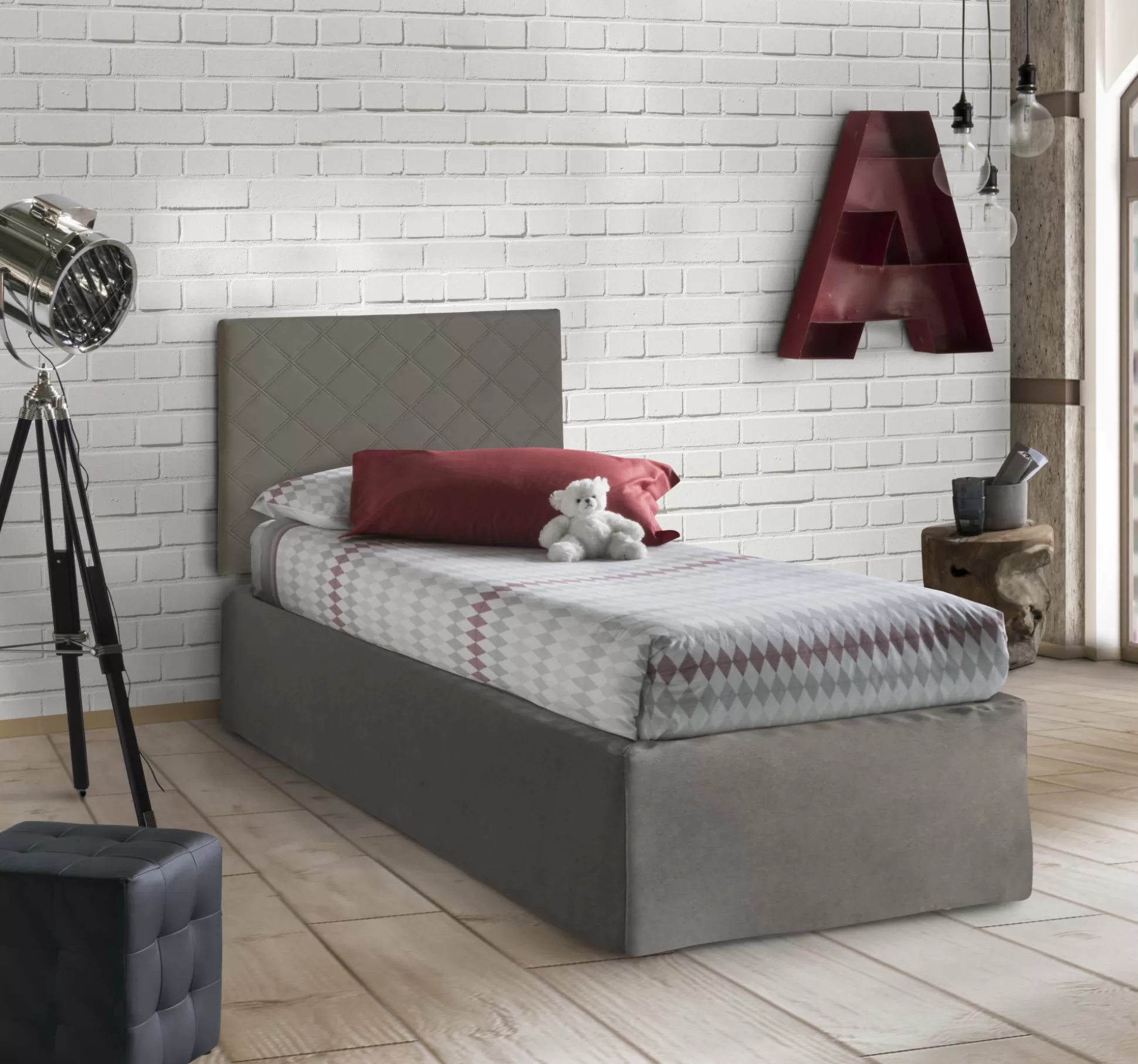 Dmora Letti Singoli<Letto singolo Accu, per materasso da Cm 80x190,