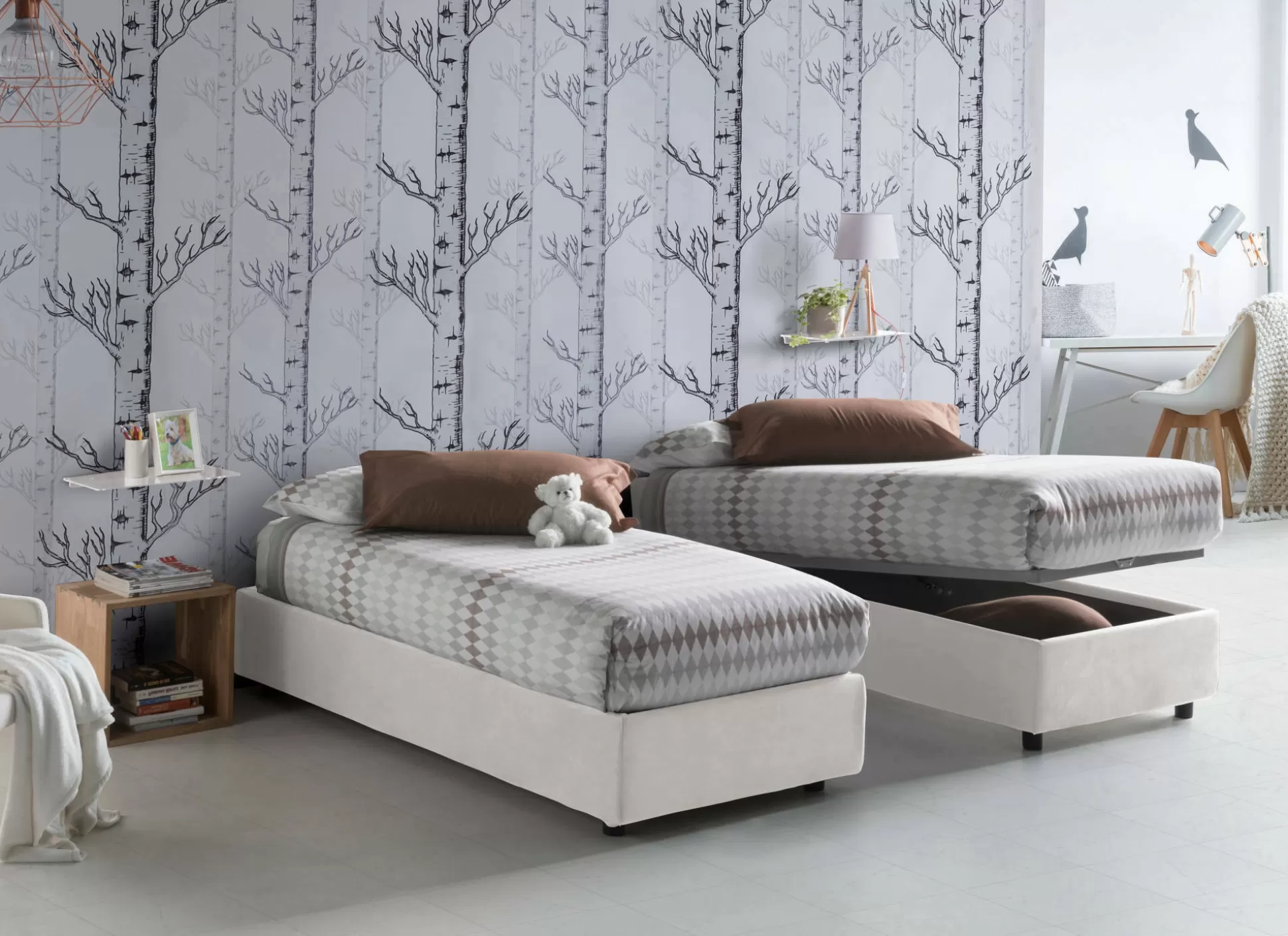 Dmora Letti Singoli<Letto singolo Acrostico, adatto per materasso Cm 90x190,