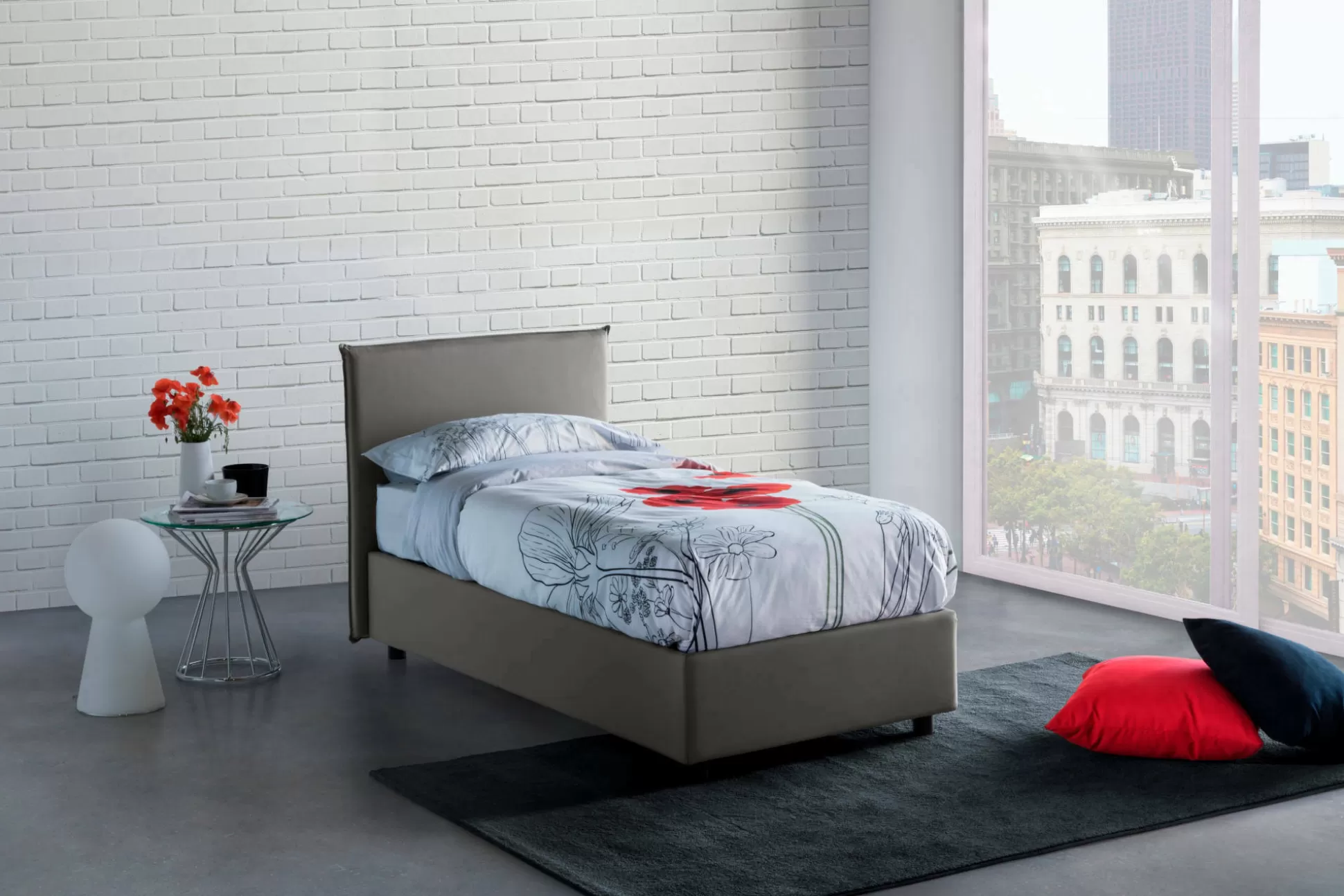 Dmora Letti Singoli<Letto singolo Acuila, adatto per materasso Cm 80x190,
