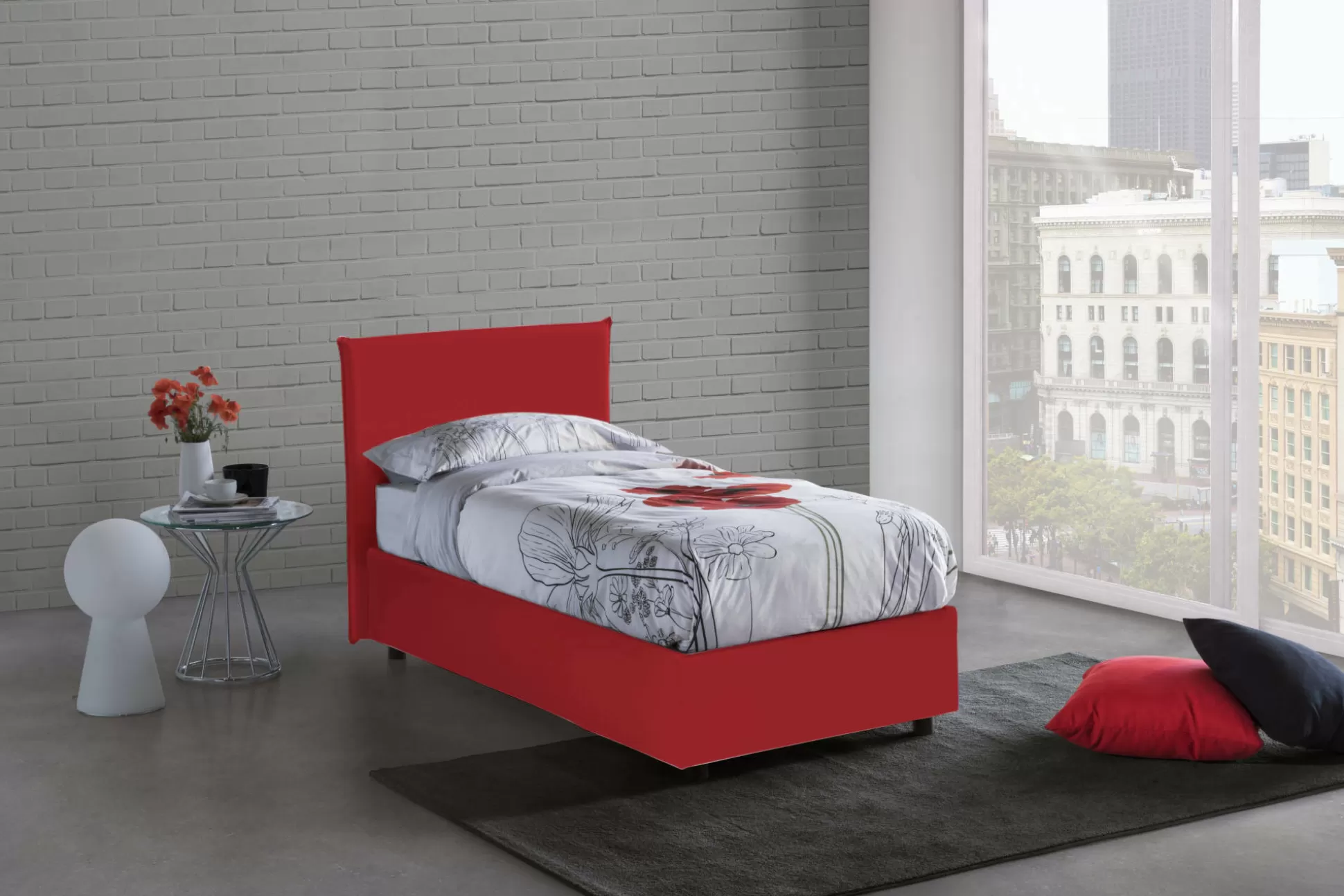 Dmora Letti Singoli<Letto singolo Acuila, adatto per materasso Cm 80x190,