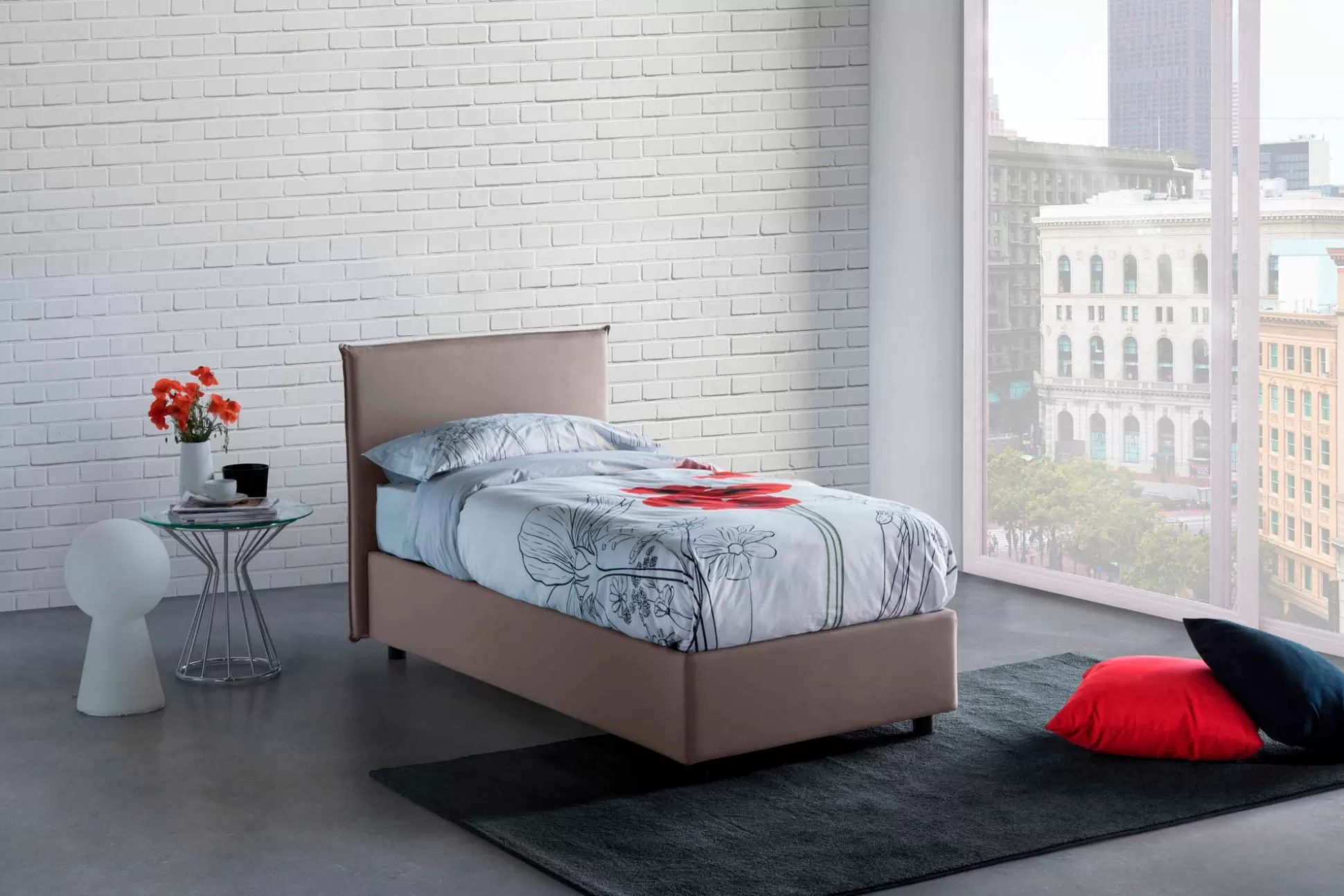 Dmora Letti Singoli<Letto singolo Acuila, adatto per materasso Cm 80x190,
