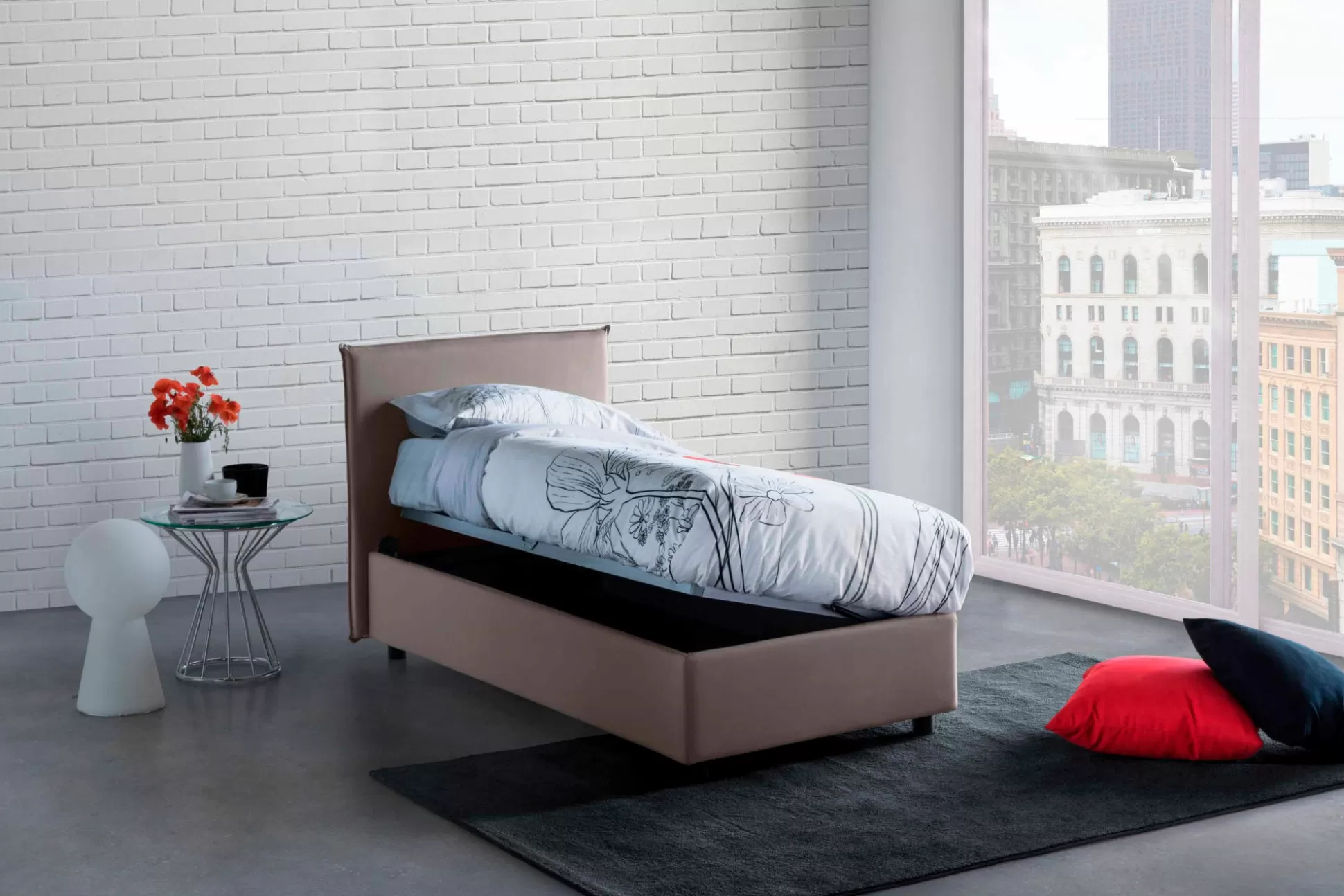 Dmora Letti Singoli<Letto singolo Acuila, adatto per materasso Cm 80x190,
