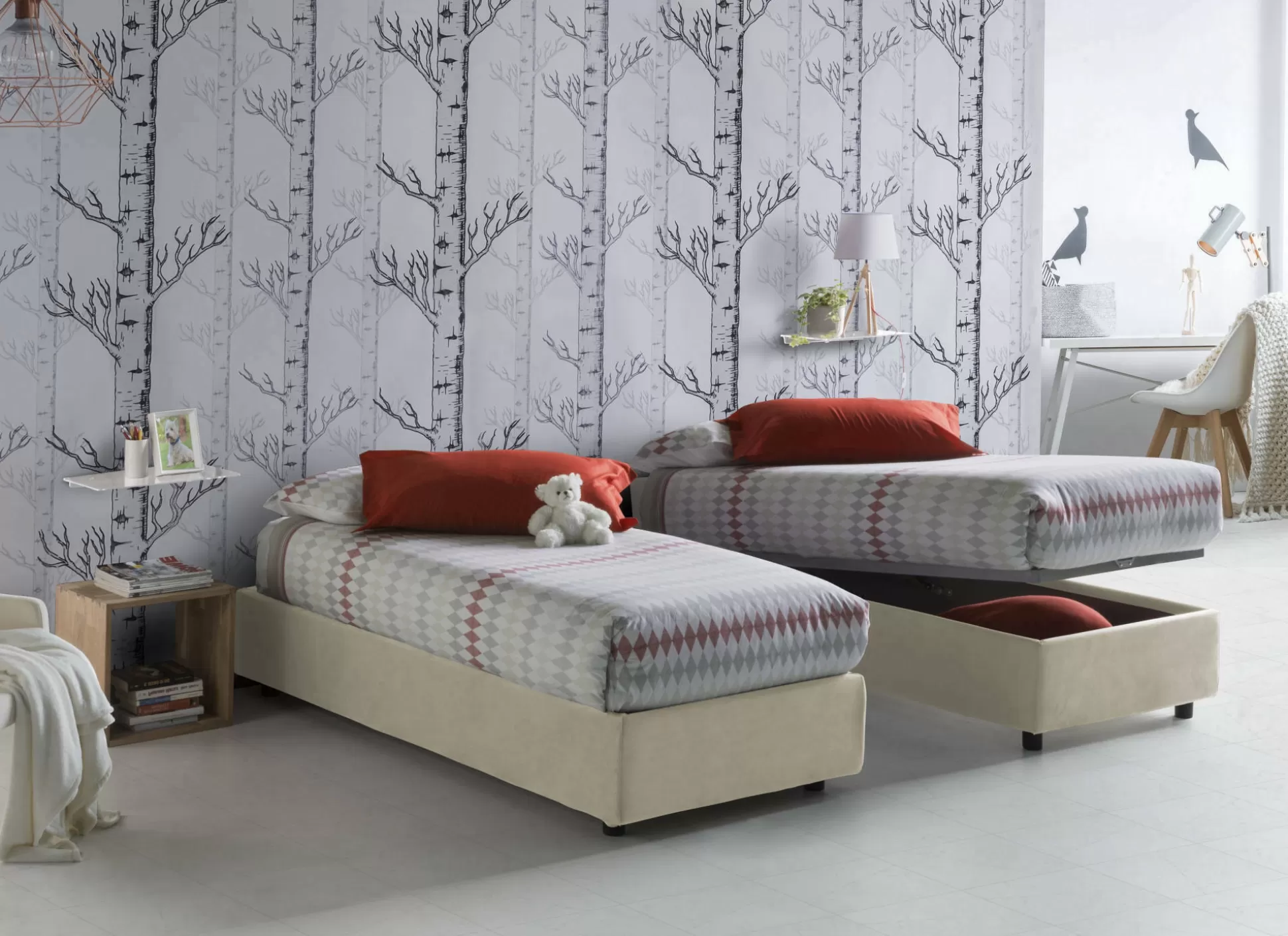 Dmora Letti Singoli<Letto singolo Addison, con materasso Cm 90x190 incluso,