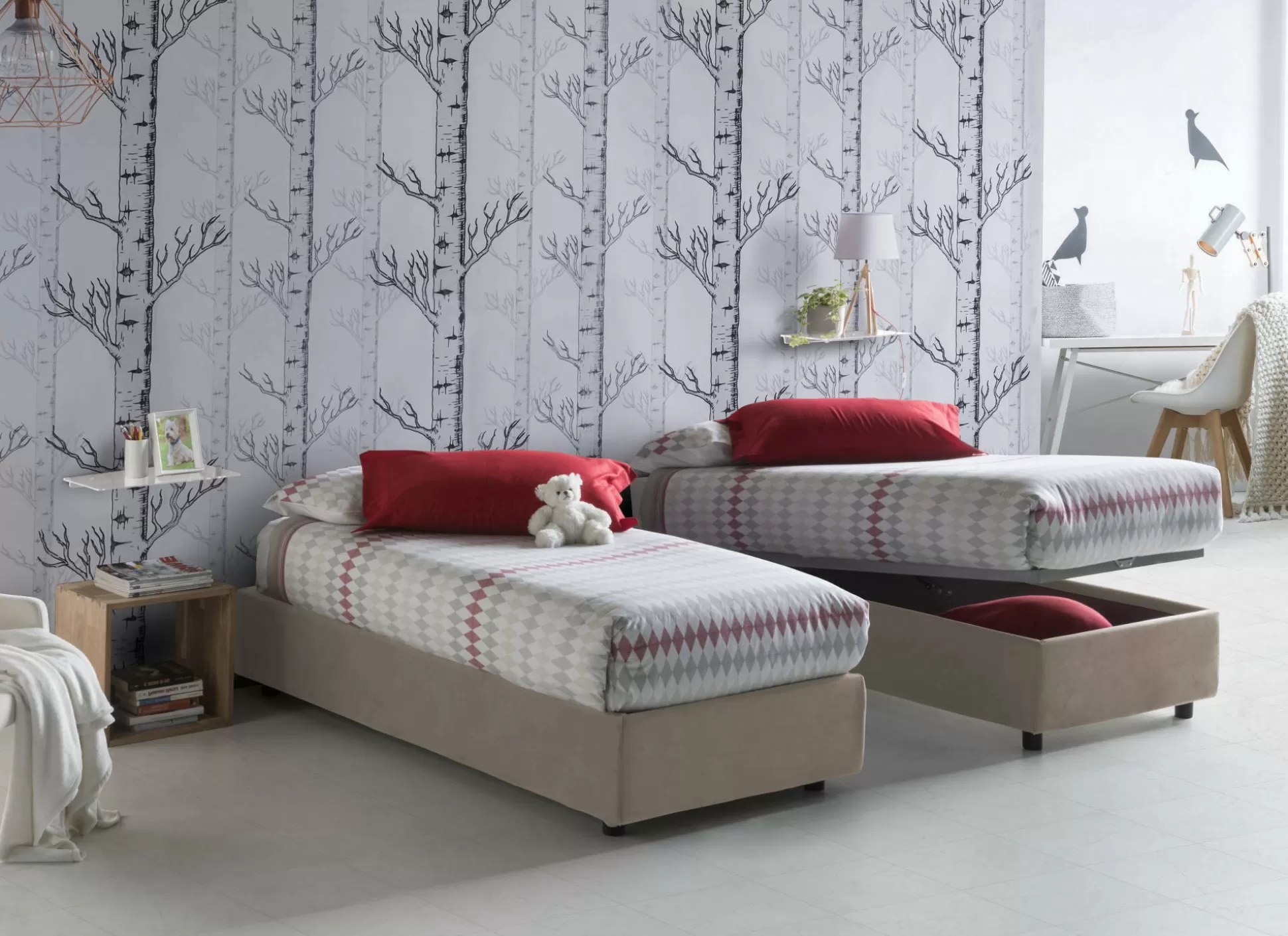 Dmora Letti Singoli<Letto singolo Addison, con materasso Cm 90x190 incluso,