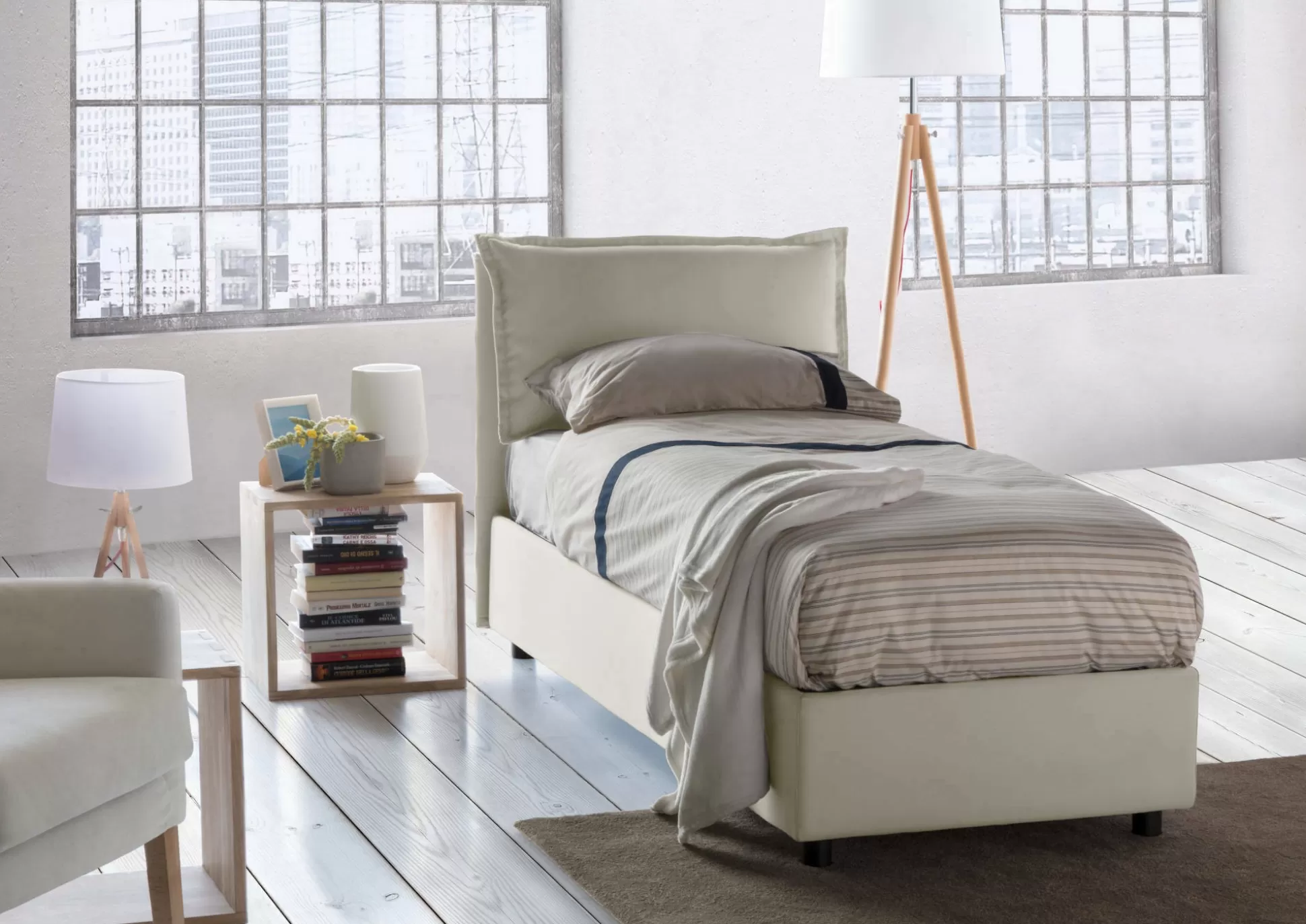 Dmora Letti Singoli<Letto singolo Aigor, adatto per materasso Cm 90x190,