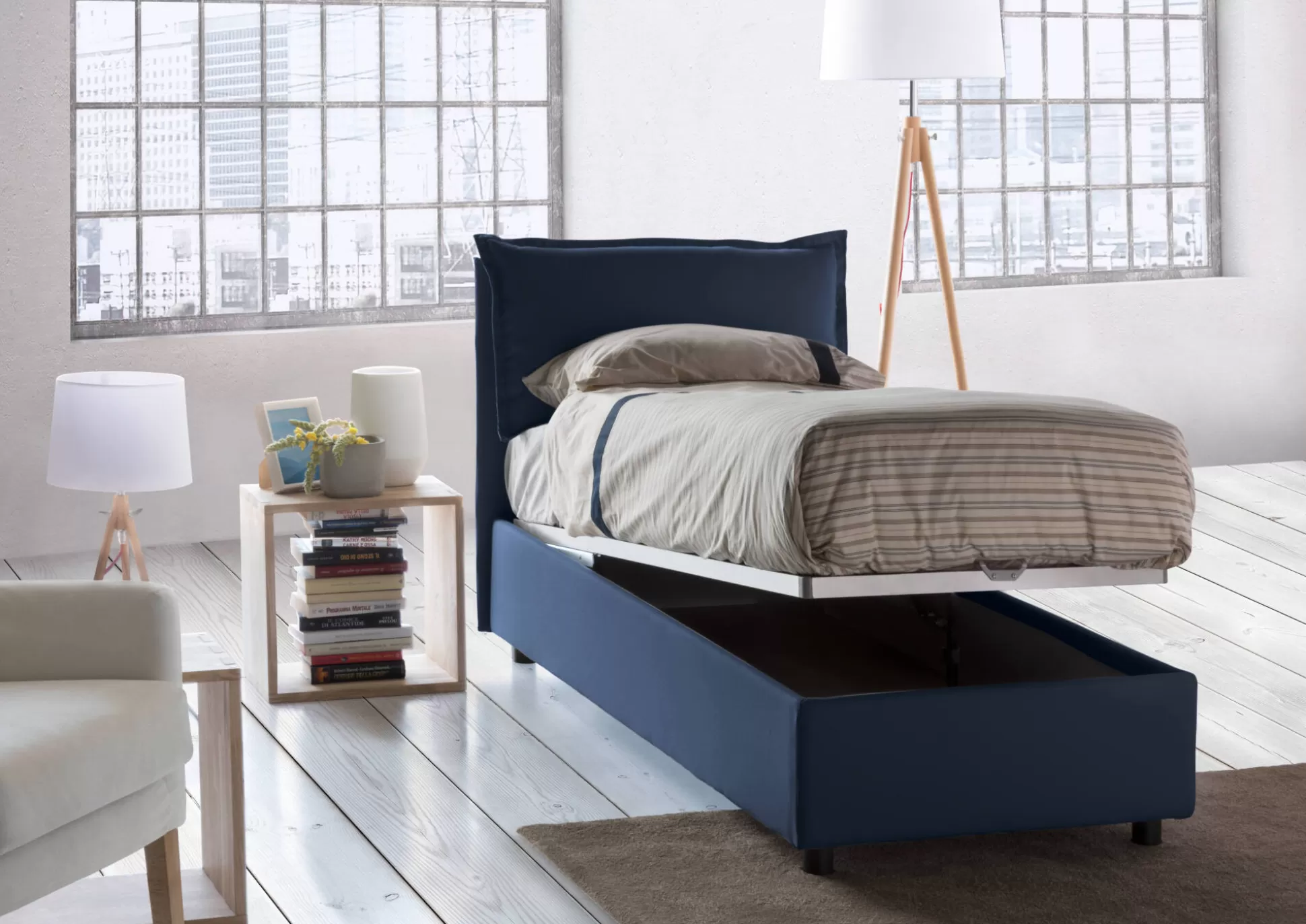 Dmora Letti Singoli<Letto singolo Aigor, adatto per materasso Cm 90x190,