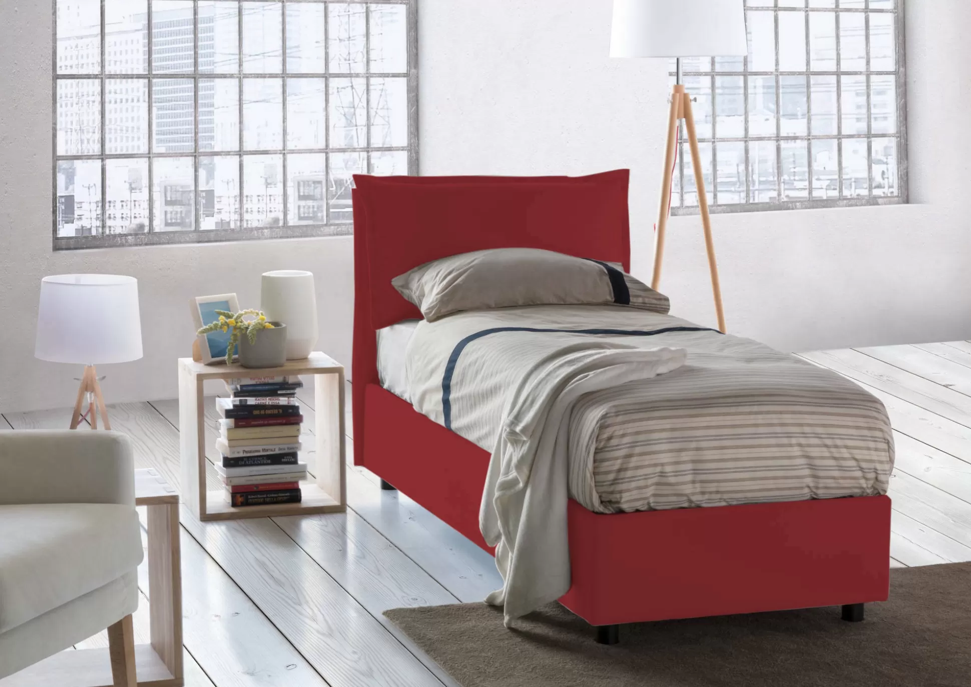 Dmora Letti Singoli<Letto singolo Aigor, adatto per materasso Cm 90x190,