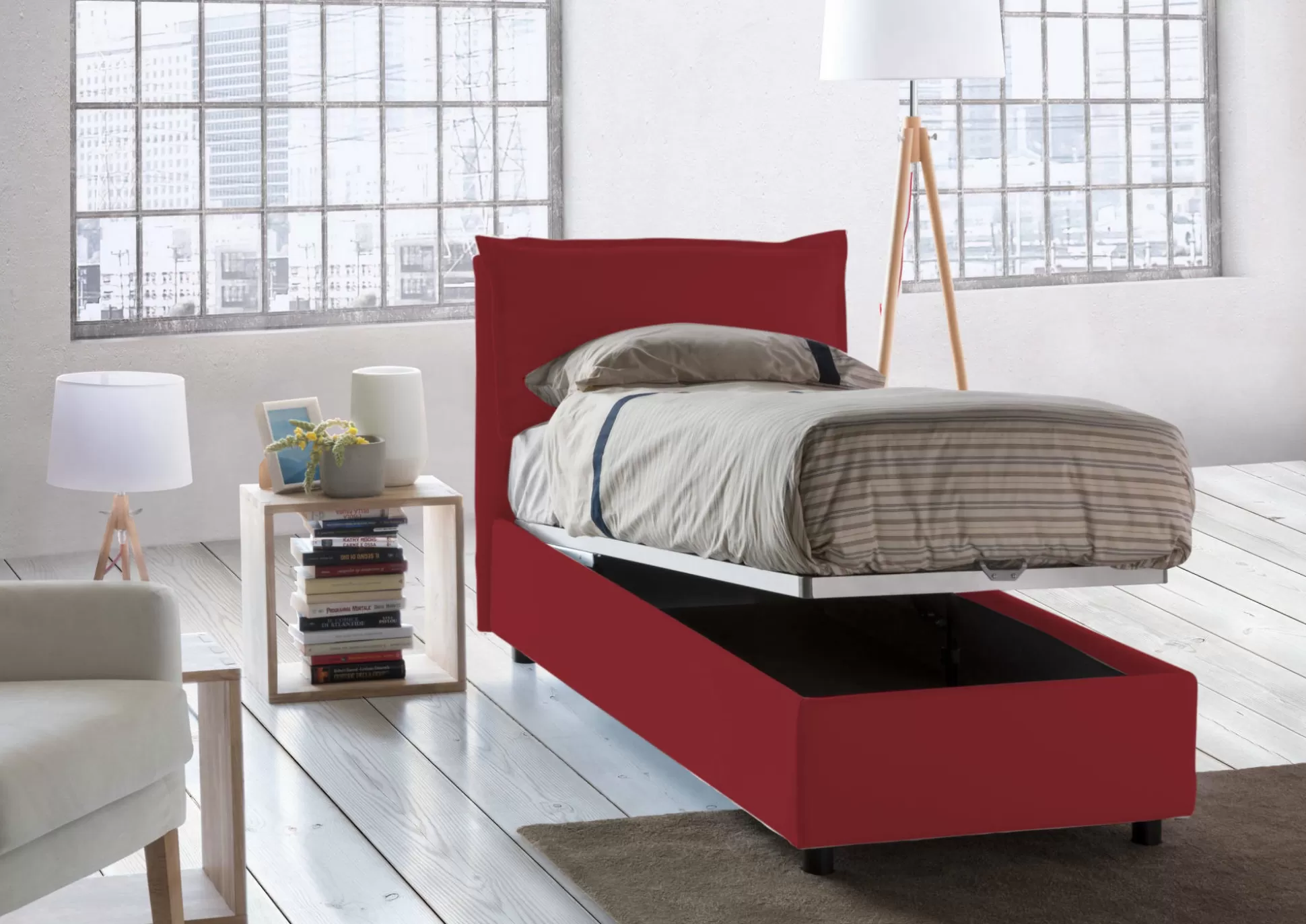 Dmora Letti Singoli<Letto singolo Aigor, adatto per materasso Cm 90x190,