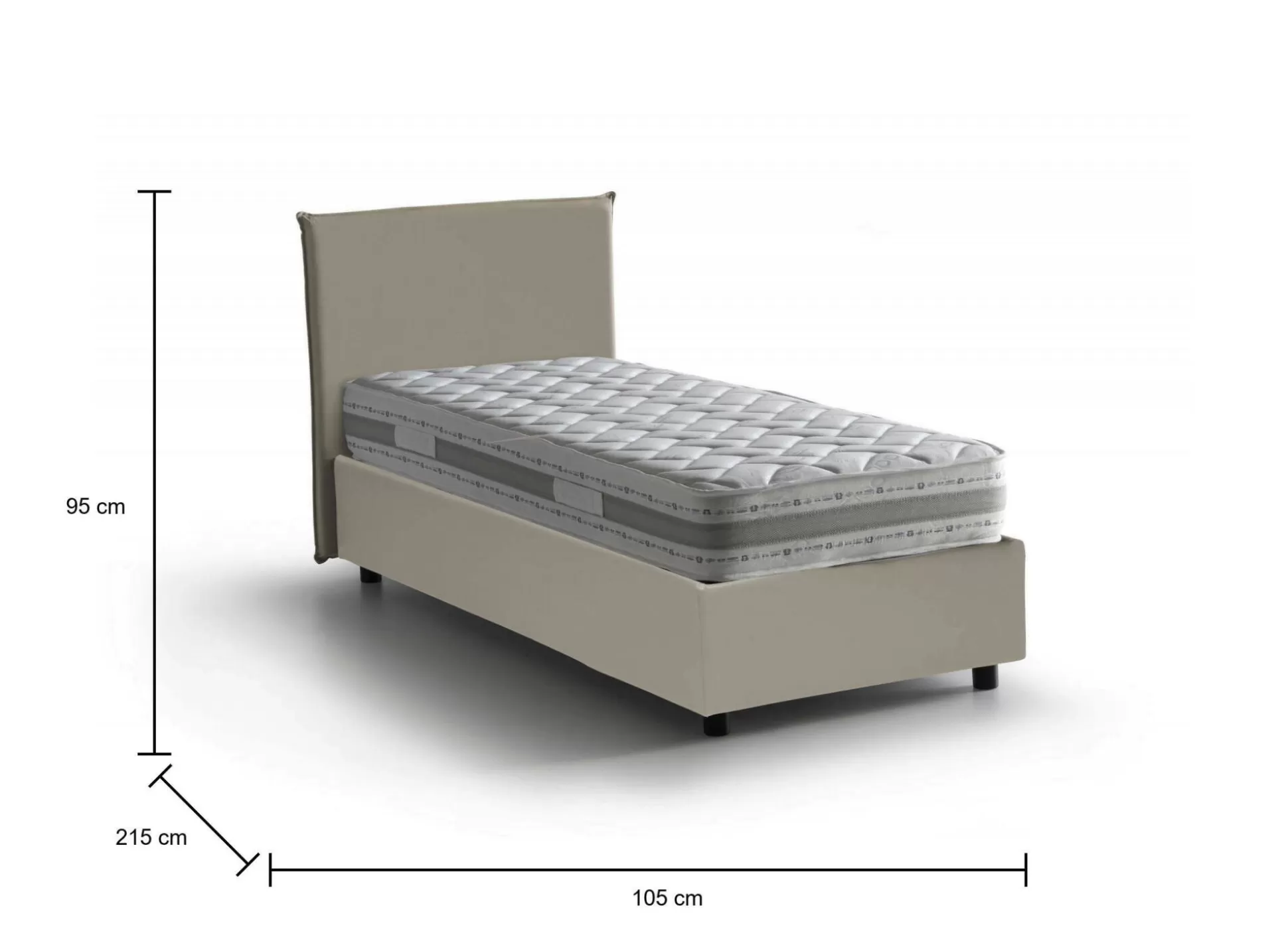 Dmora Letti Singoli<Letto singolo Albia, con materasso Cm 90x200 incluso,