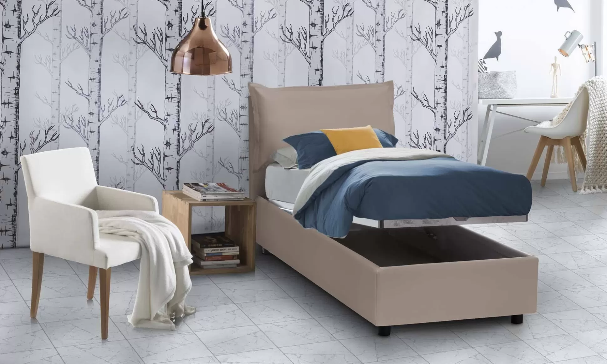 Dmora Letti Singoli<Letto singolo Alistair, adatto per materasso Cm 80x190,