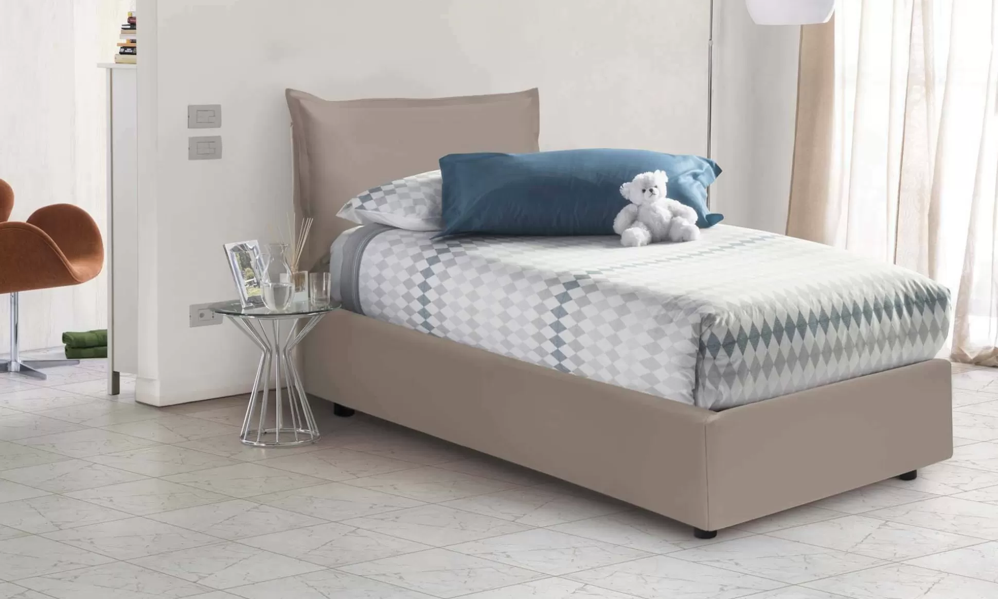 Dmora Letti Singoli<Letto singolo Alzavola, con materasso Cm 80x190 incluso,