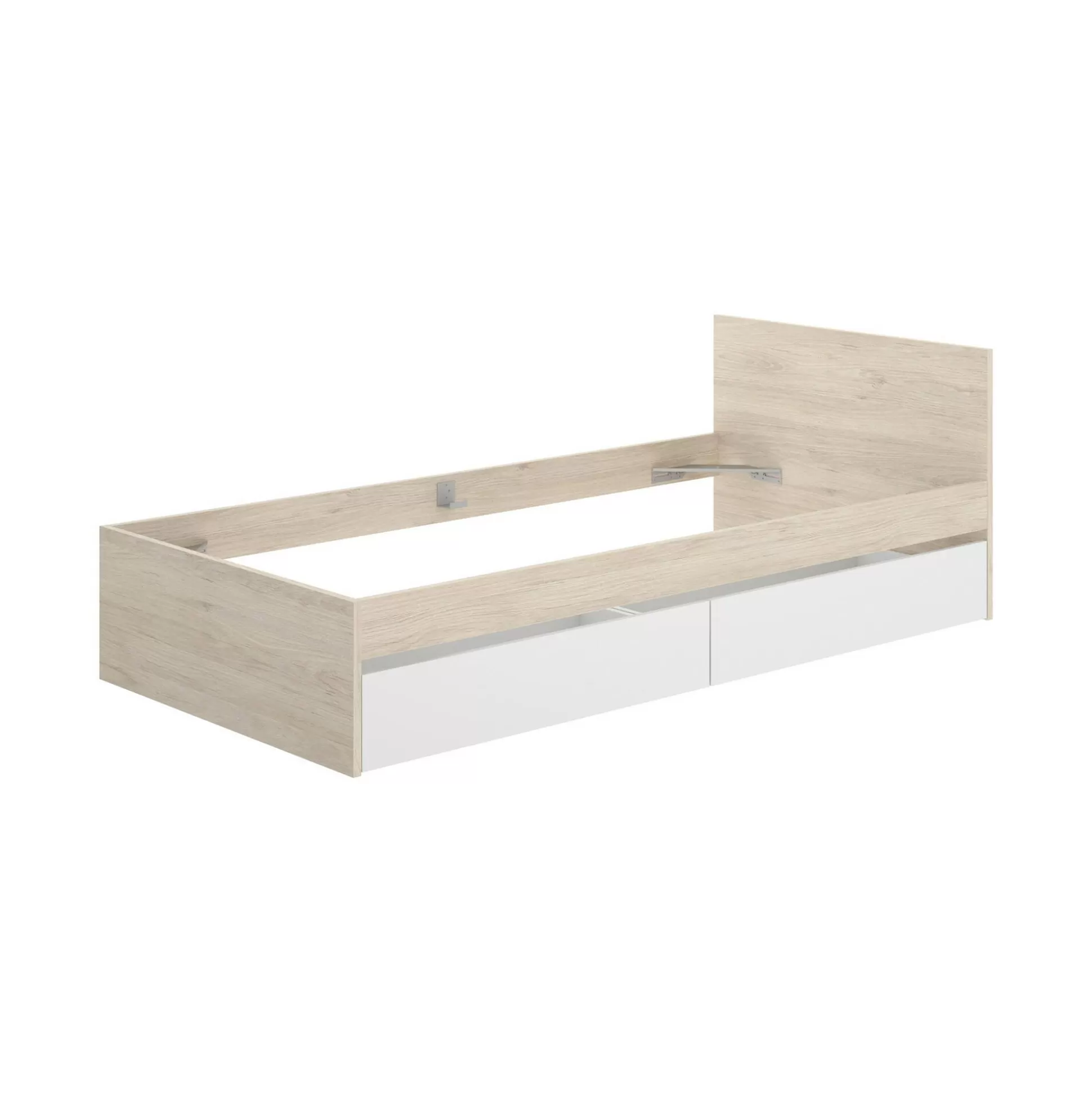 Dmora Letti Singoli<Letto singolo Arcade, 96x195 h67 cm, Bianco e Rovere