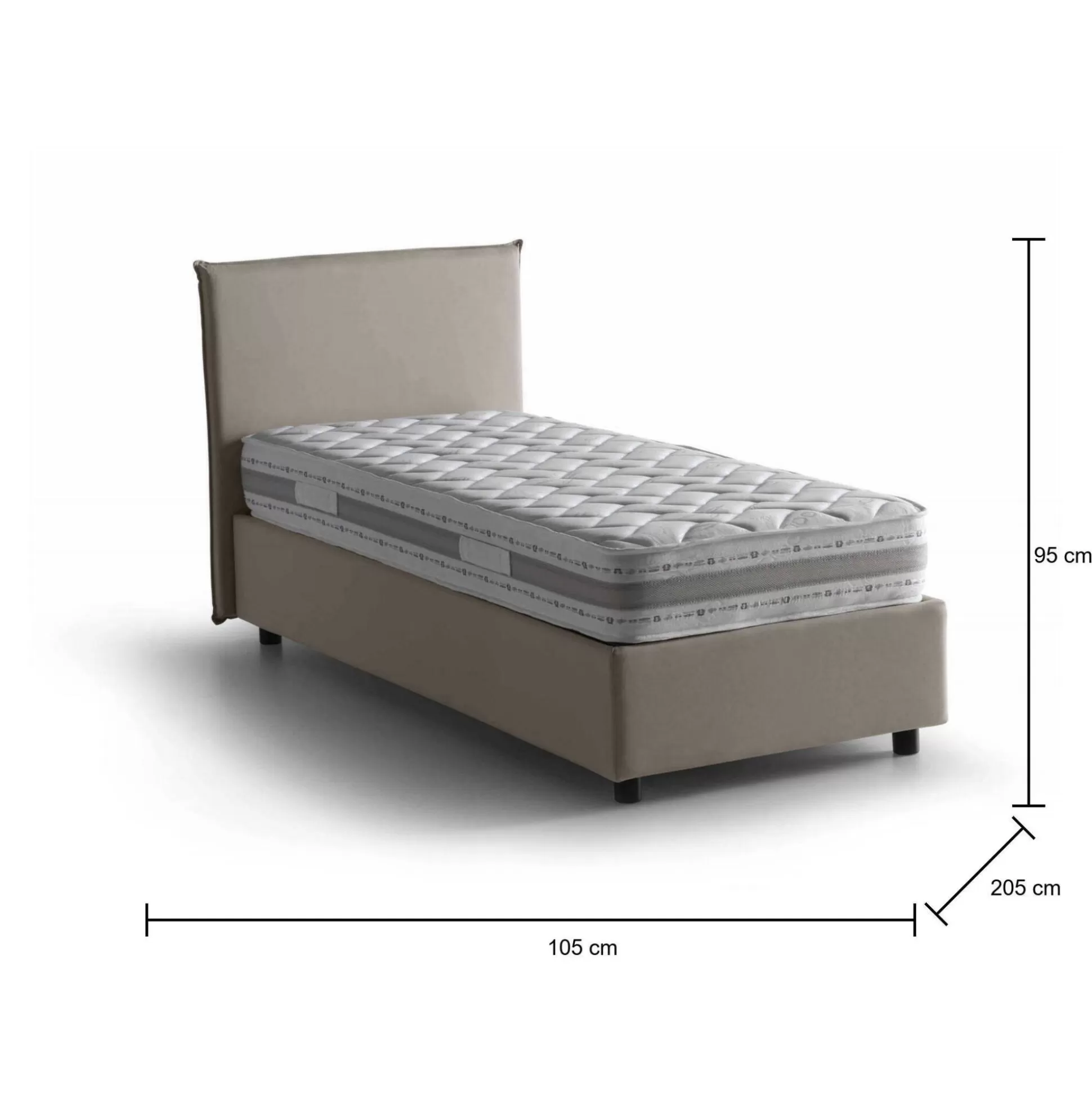 Dmora Letti Singoli<Letto singolo Arminius, con materasso Cm 90x190 incluso,