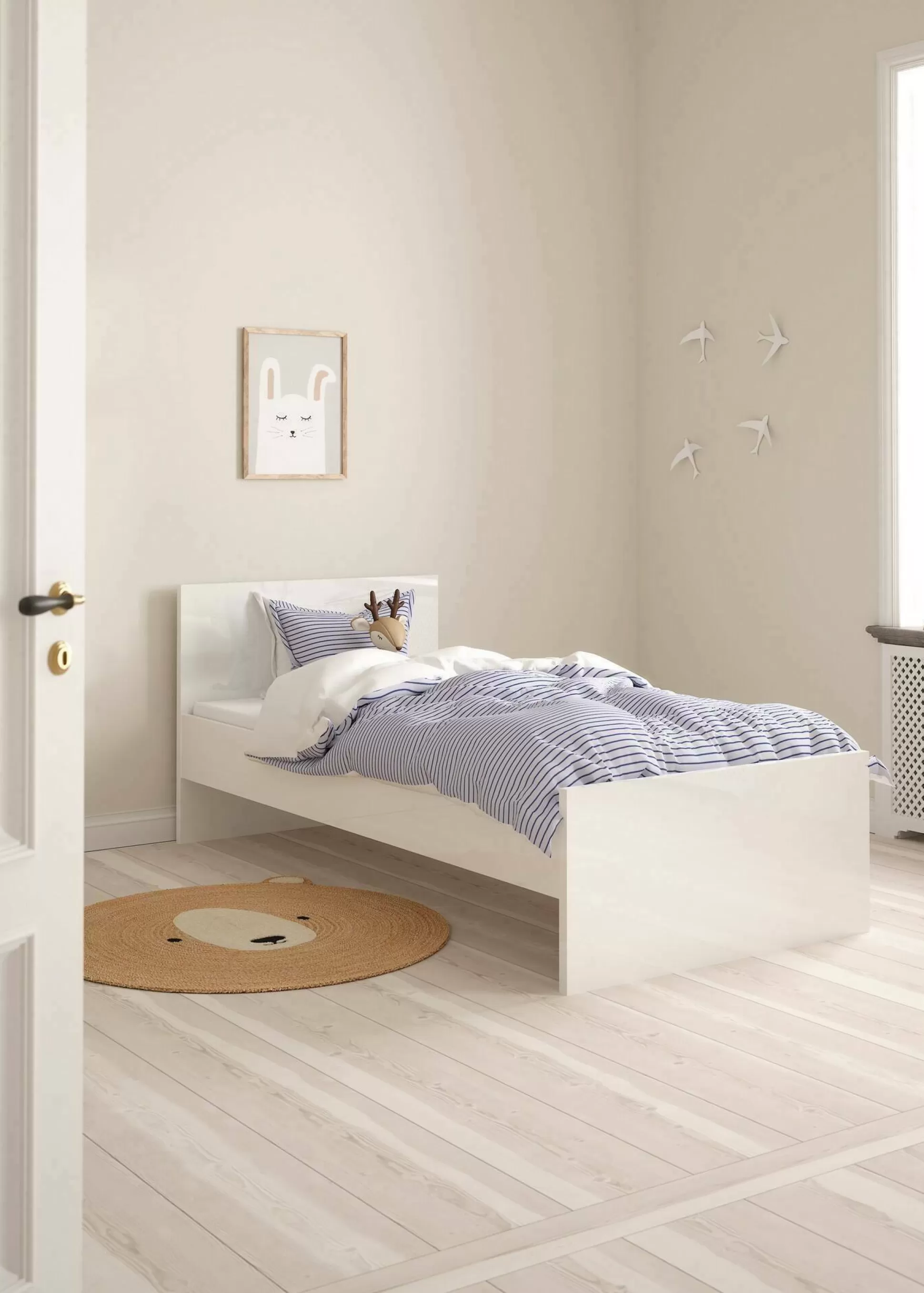 Dmora Letti Singoli<Letto singolo Assar, 96x197 h80 cm, Bianco