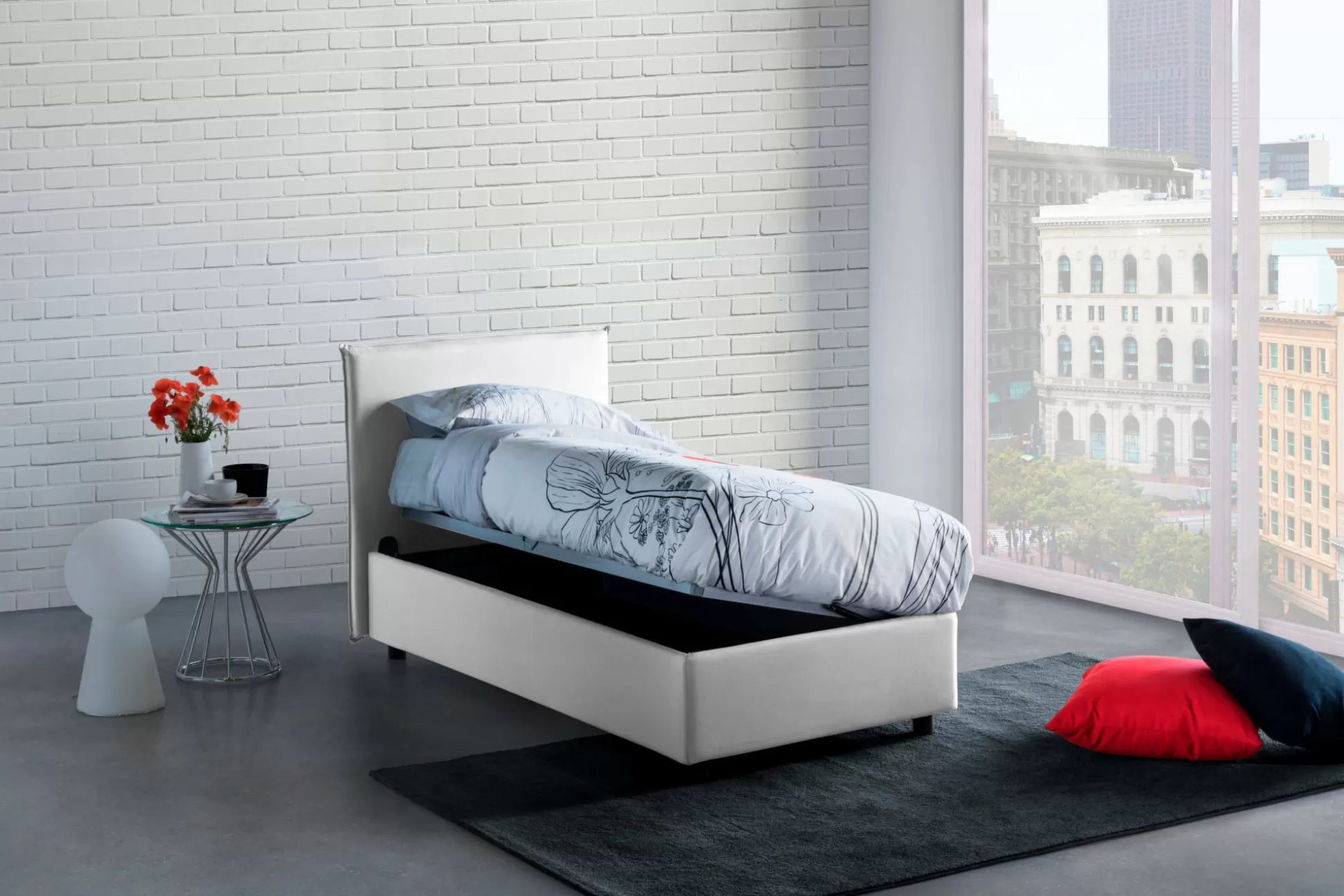 Dmora Letti Singoli<Letto singolo Astor, con materasso Cm 80x190 incluso,