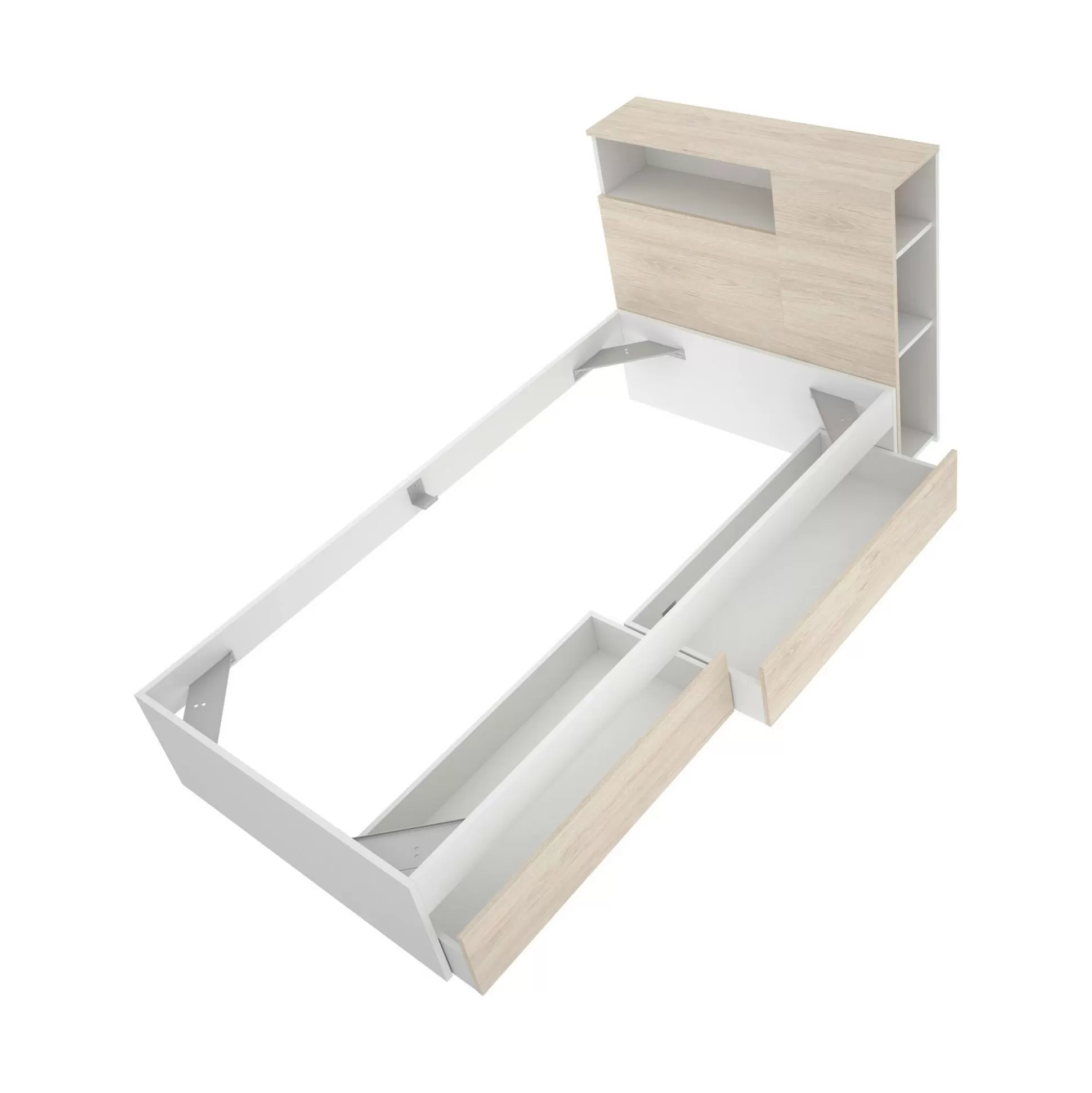 Dmora Letti Singoli<Letto singolo Asturno, 99x218 h96 cm, Rovere e Bianco