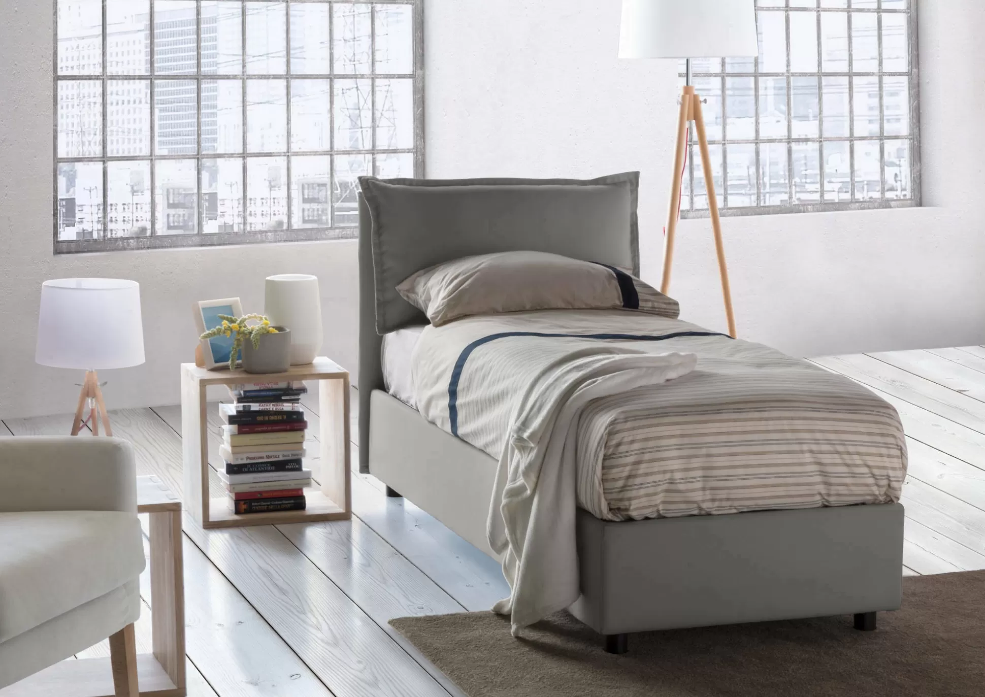 Dmora Letti Singoli<Letto singolo Azzurrino, adatto per materasso Cm 80x200,