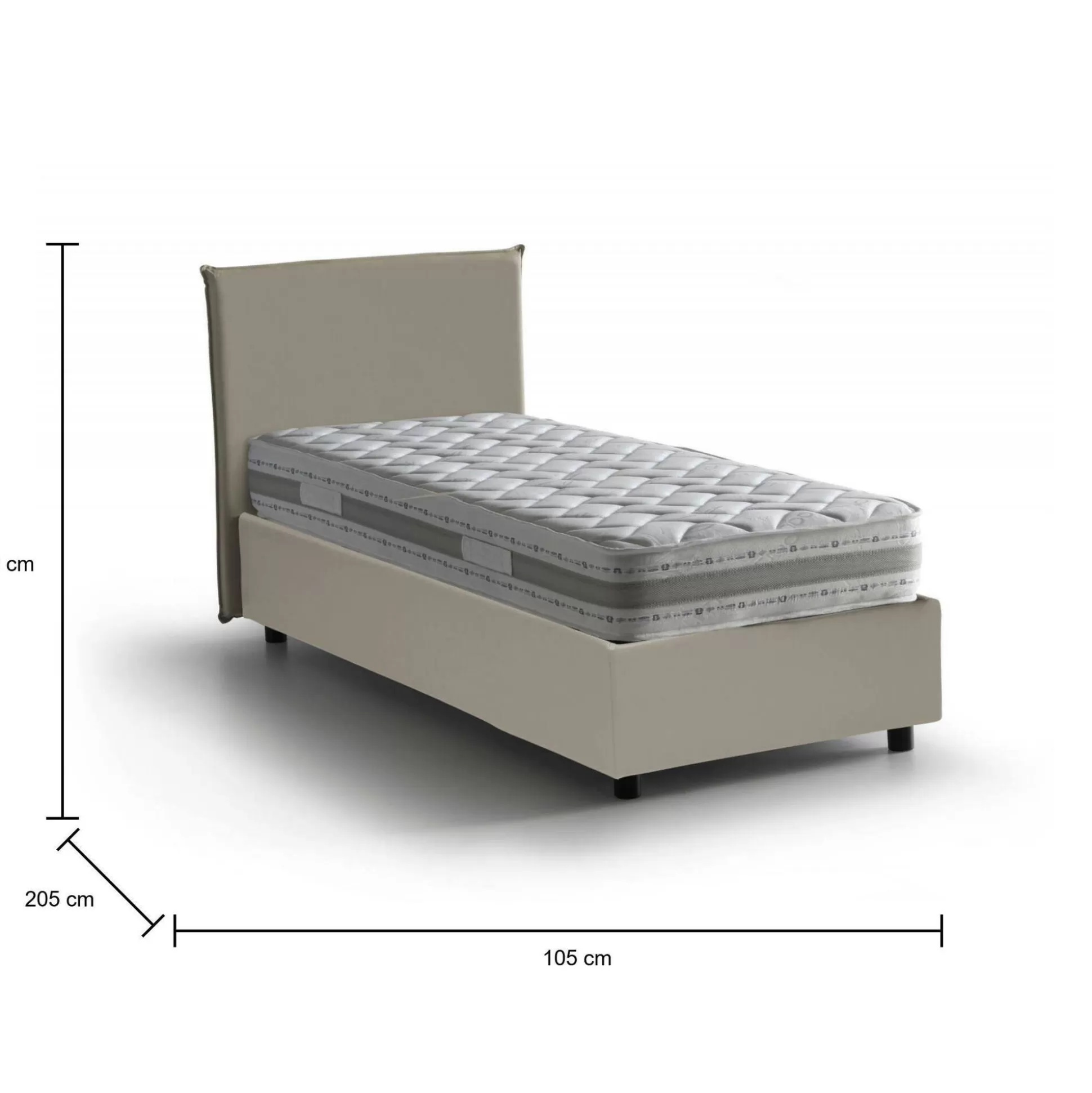Dmora Letti Singoli<Letto singolo Bernarda, con materasso Cm 90x190 incluso,