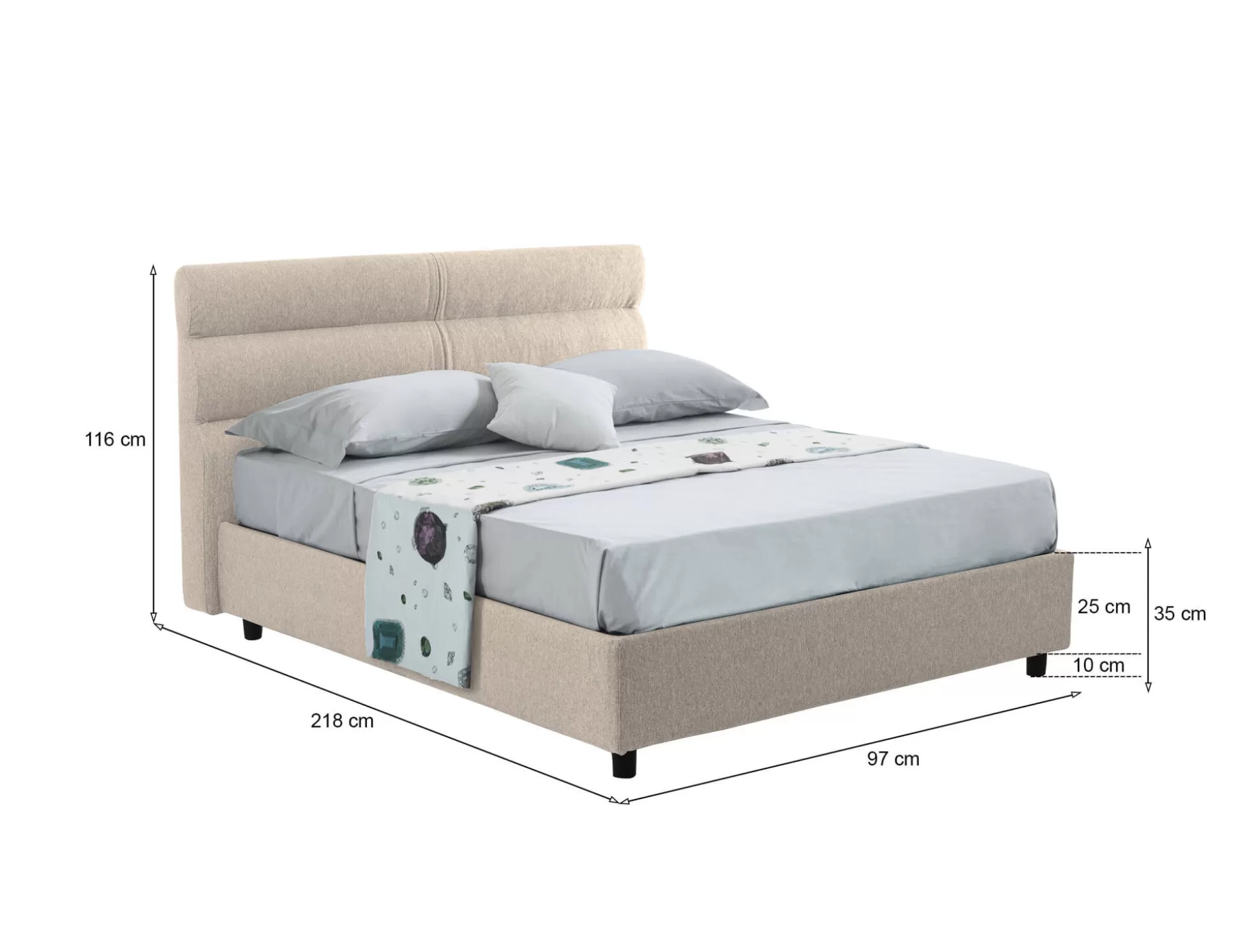 Dmora Letti Singoli<Letto singolo Brez, Adatto a materasso Cm 80x190,