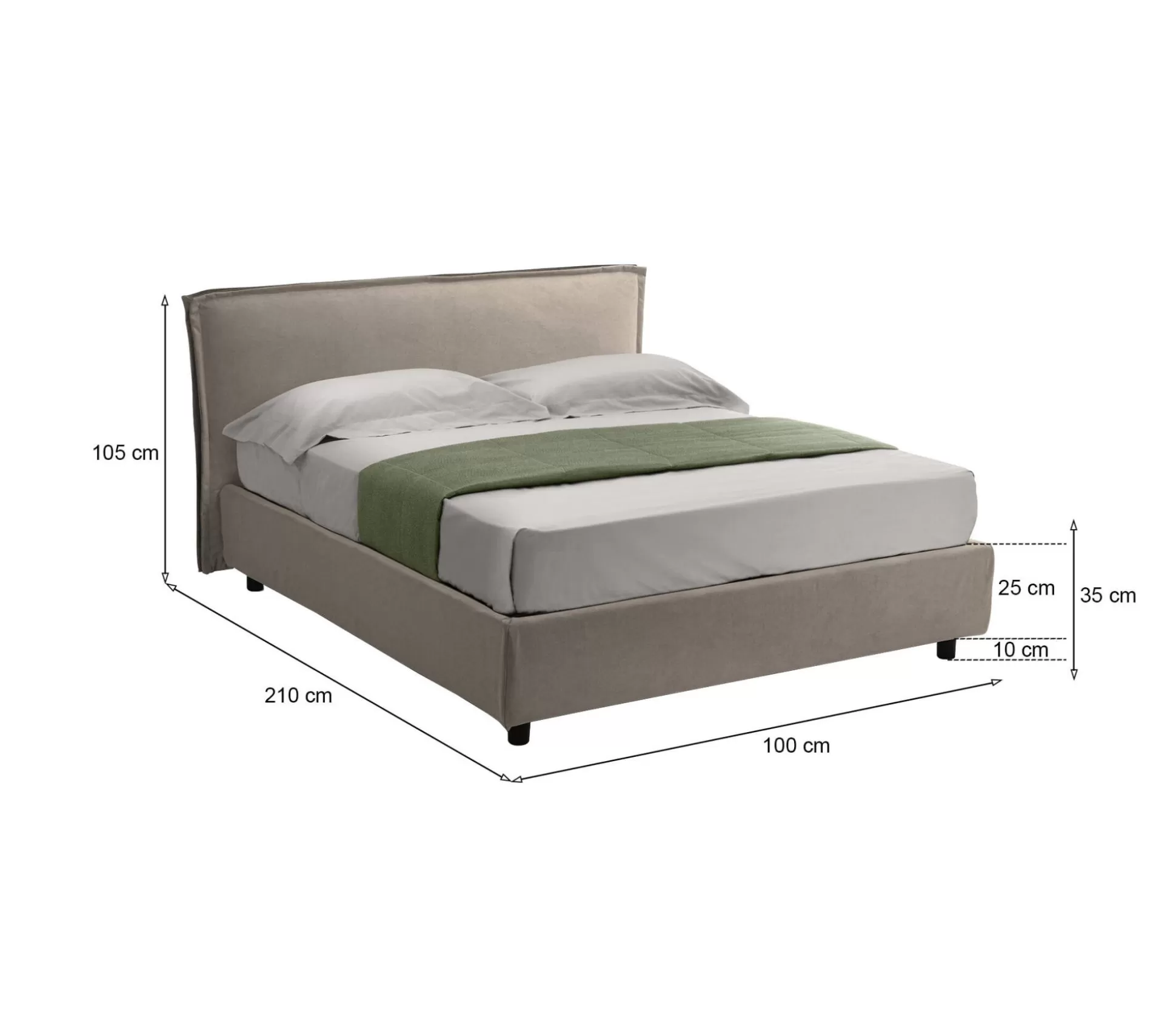 Dmora Letti Singoli<Letto singolo Brusson, Adatto a materasso Cm 80x190,
