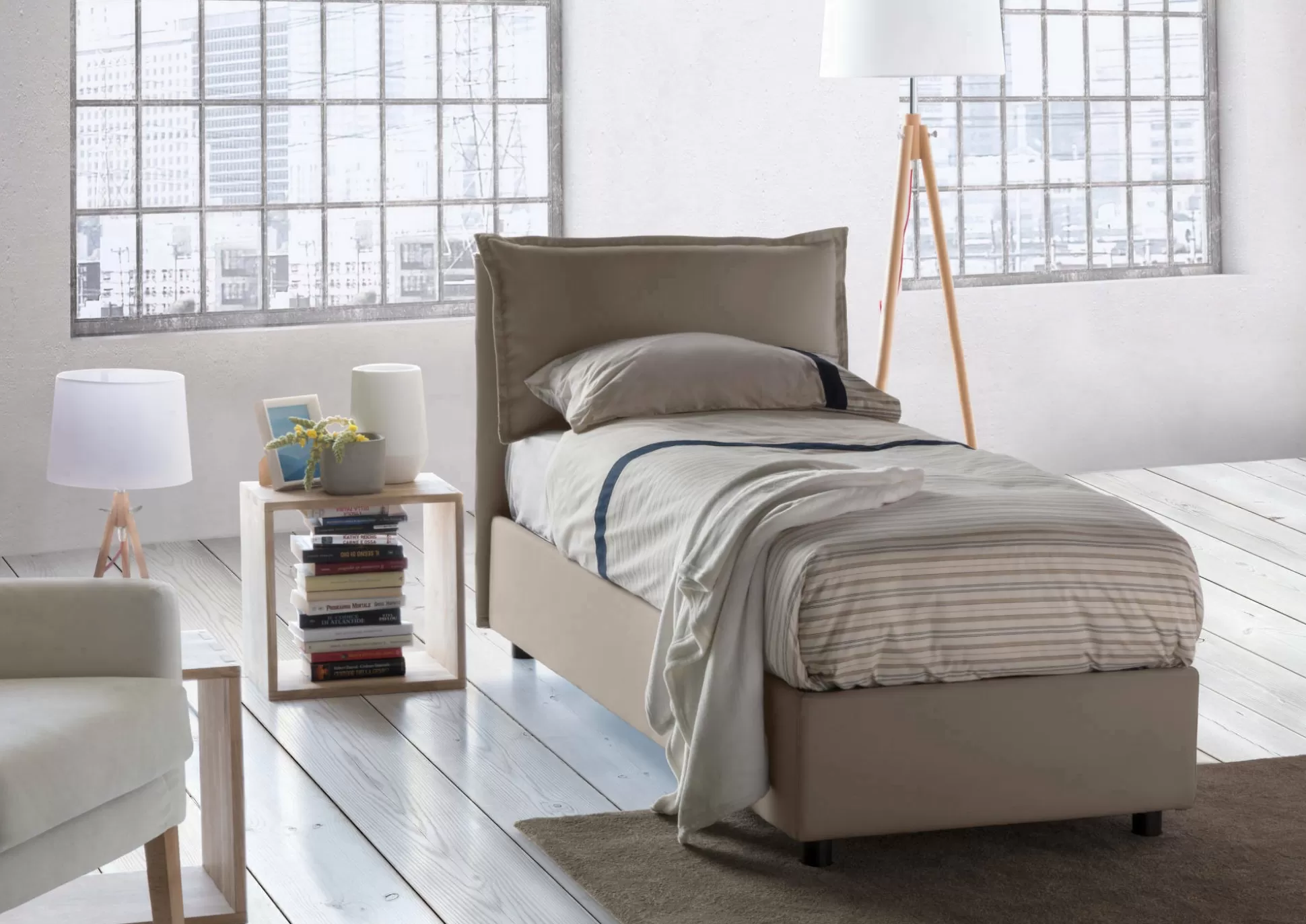 Dmora Letti Singoli<Letto singolo Dloset, con materasso Cm 90x190 incluso,