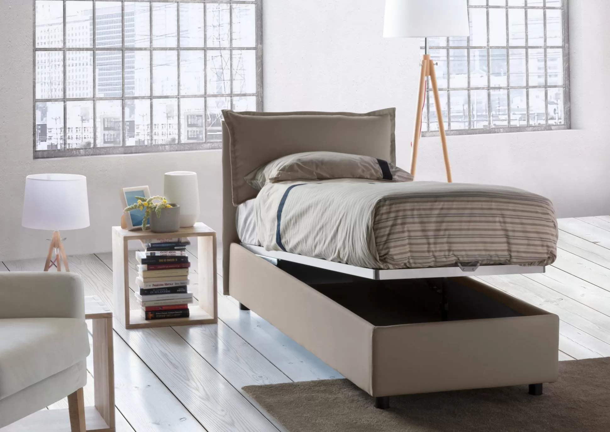 Dmora Letti Singoli<Letto singolo Dloset, con materasso Cm 90x190 incluso,