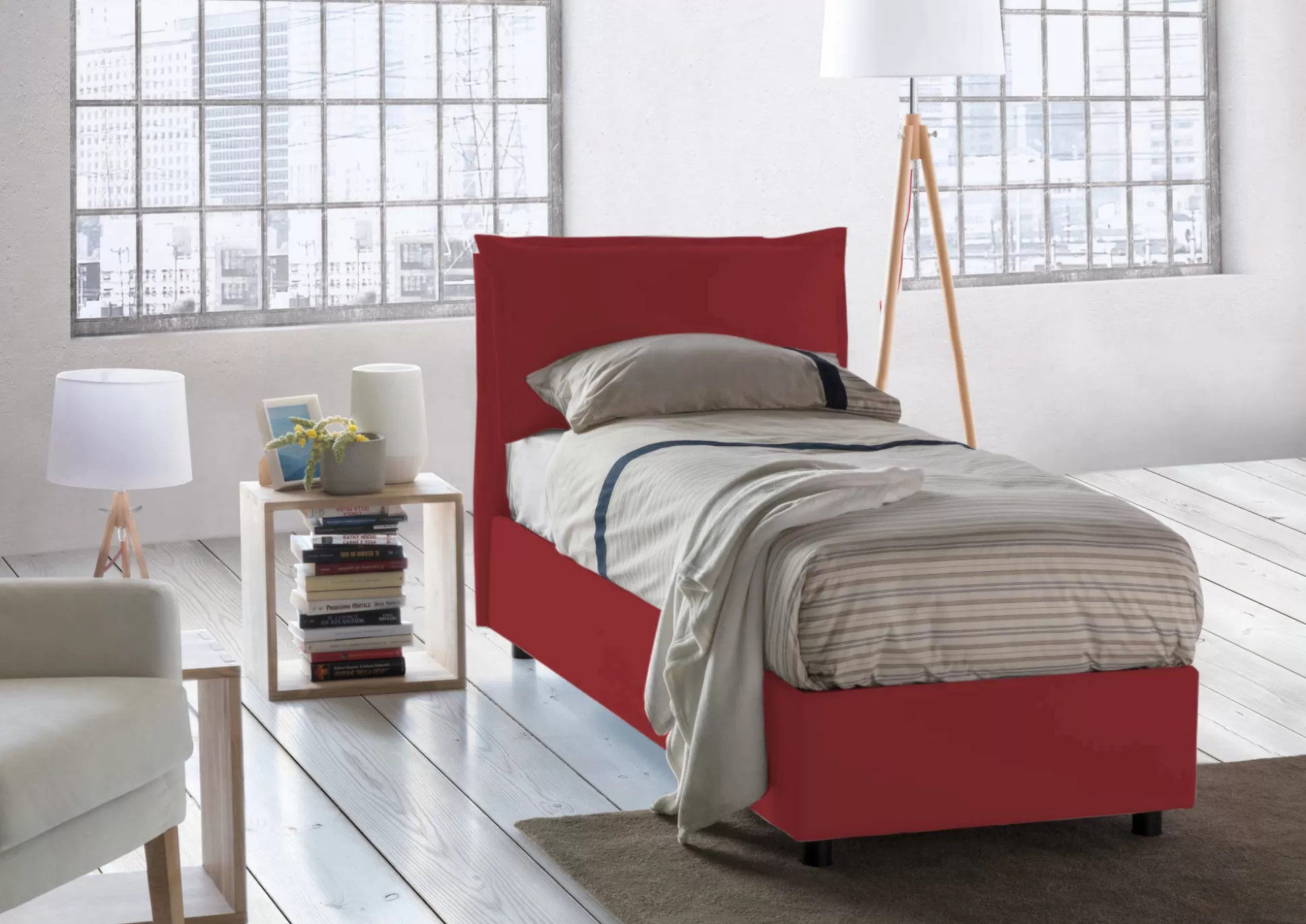Dmora Letti Singoli<Letto singolo Dmangone, con materasso Cm 80x190 incluso,