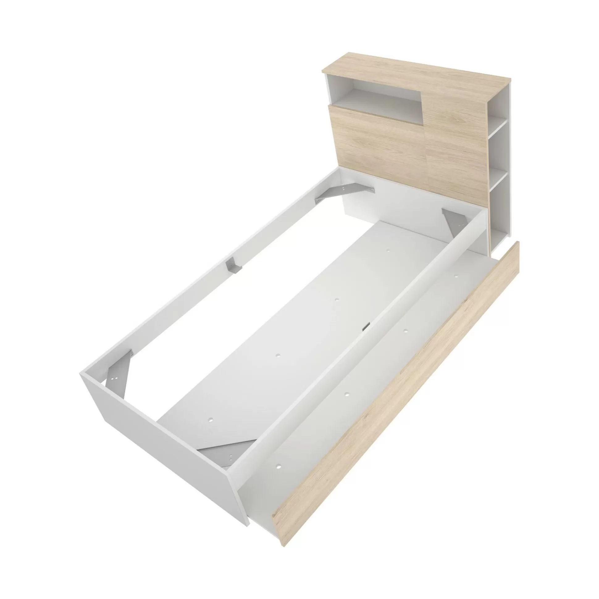 Dmora Letti Singoli<Letto singolo Evelina, 99x218 h96 cm, Rovere e Bianco