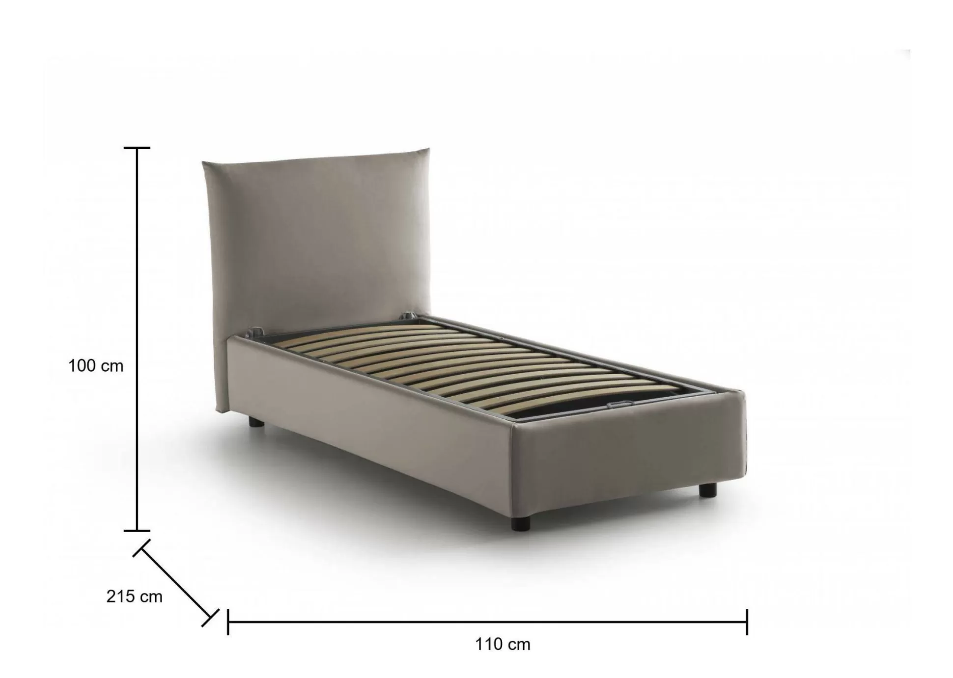 Dmora Letti Singoli<Letto singolo Ippolito, adatto per materasso Cm 80x190,
