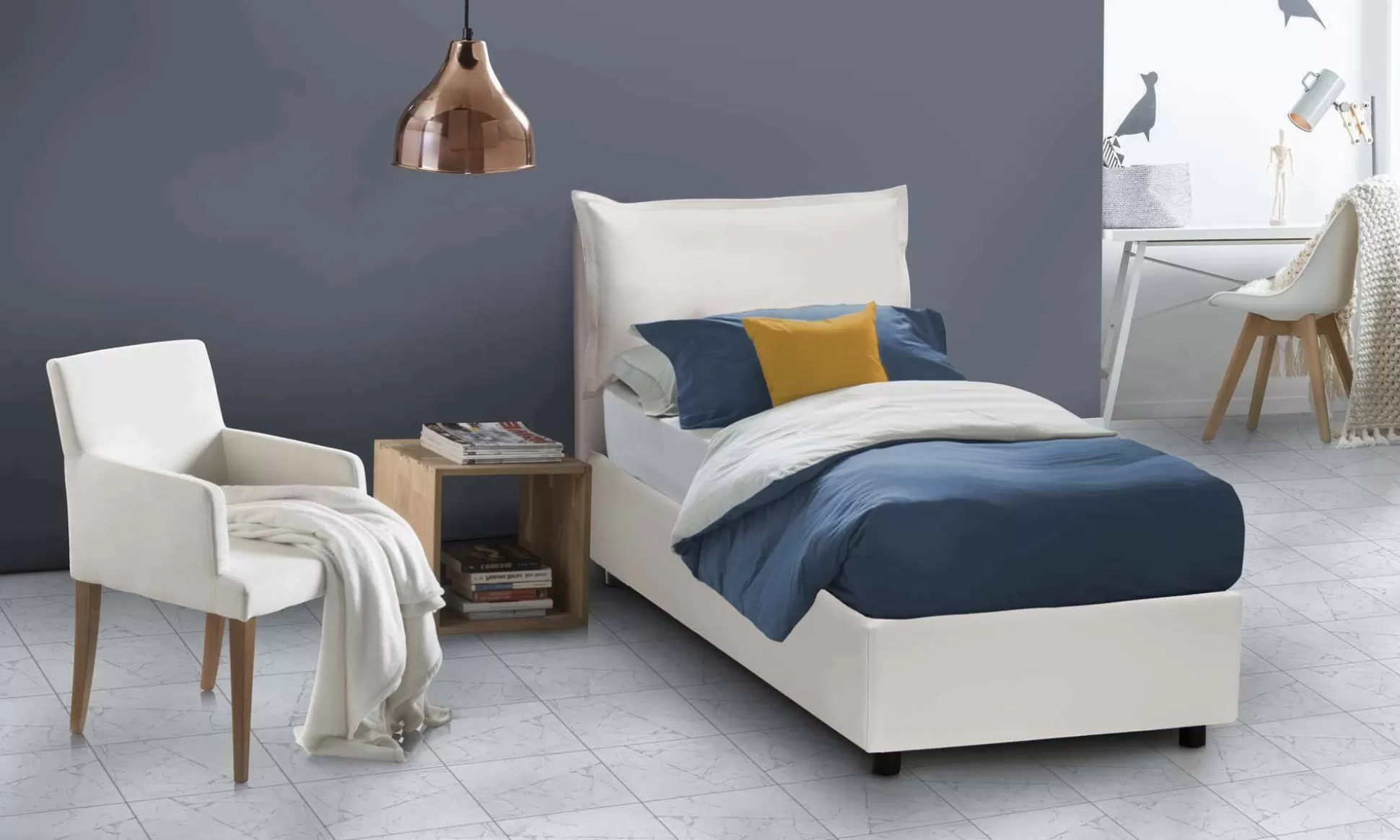 Dmora Letti Singoli<Letto singolo Janet, con materasso Cm 80x190 incluso,