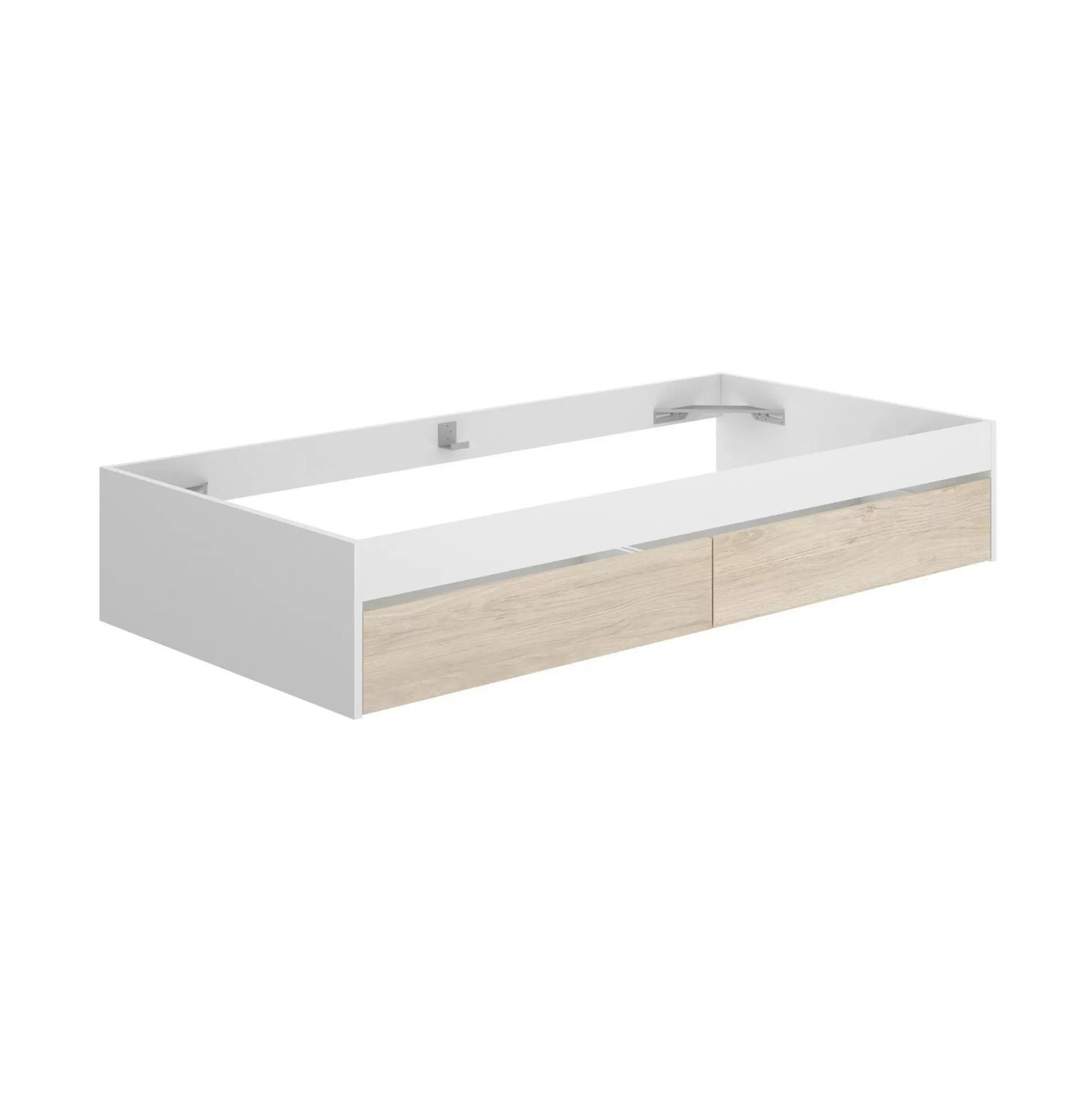 Dmora Letti Singoli<Letto singolo Neki, 96x195 h40 cm, Bianco e Rovere