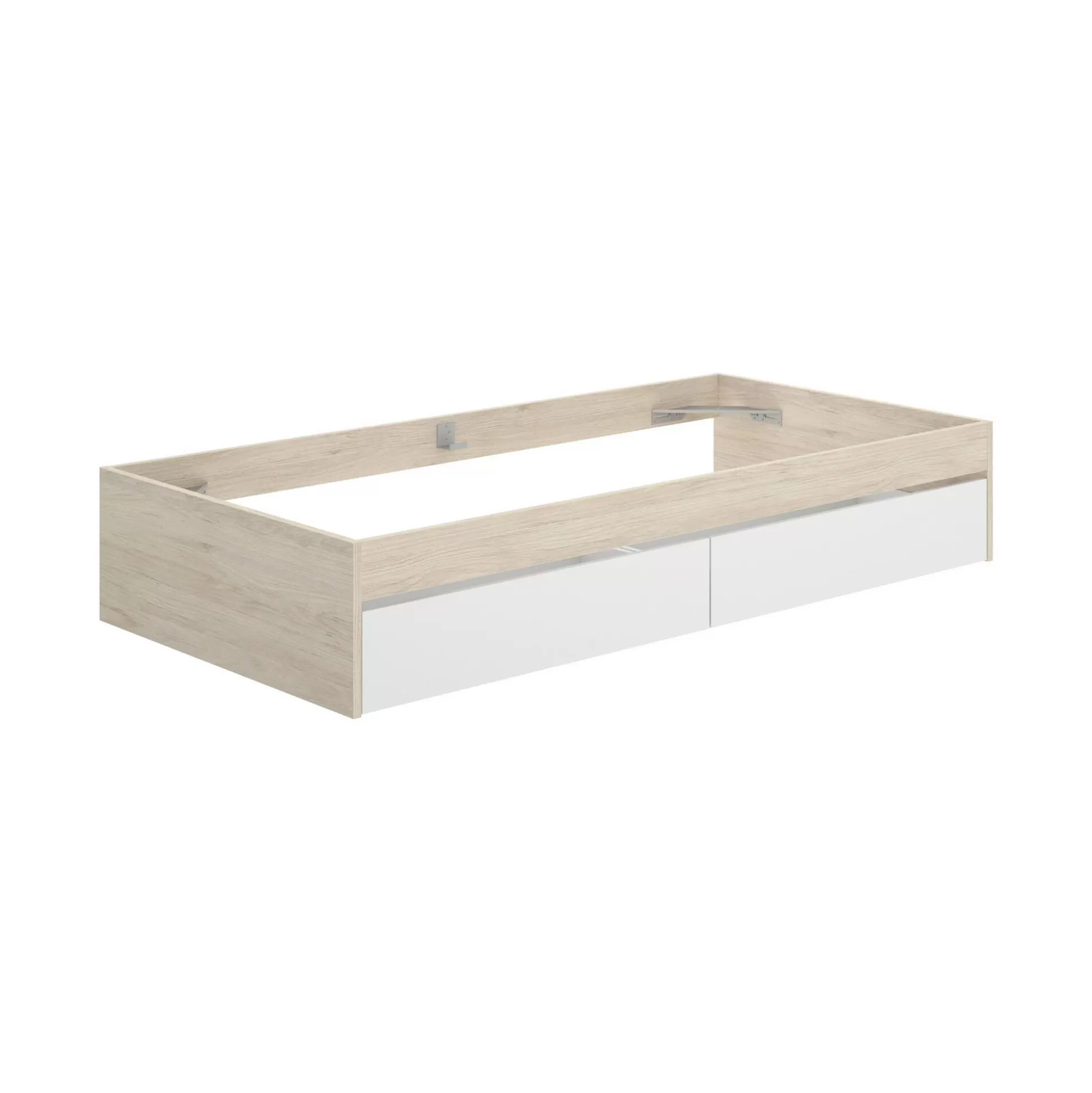 Dmora Letti Singoli<Letto singolo Neki, 96x195 h40 cm, Rovere e Bianco